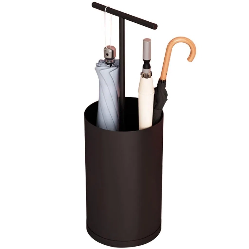 Portaombrelli Portaombrelli Compatto Per Uso Domestico, Portaombrelli Moderno E Semplice, Secchio Portaombrelli Con Manico, Portaombrelli Da Interno, Con Vassoio Per L'acqua (Color : Black color, S