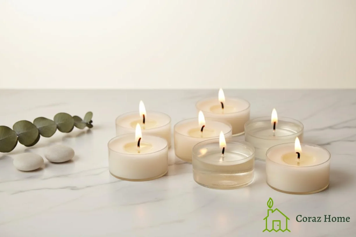 Luci da tè naturali di alta qualità Cera di soia in candele trasparenti con 4 o 7-8 ore di combustione Cera bianca pura non tossica Senza paraffina Senza profumo