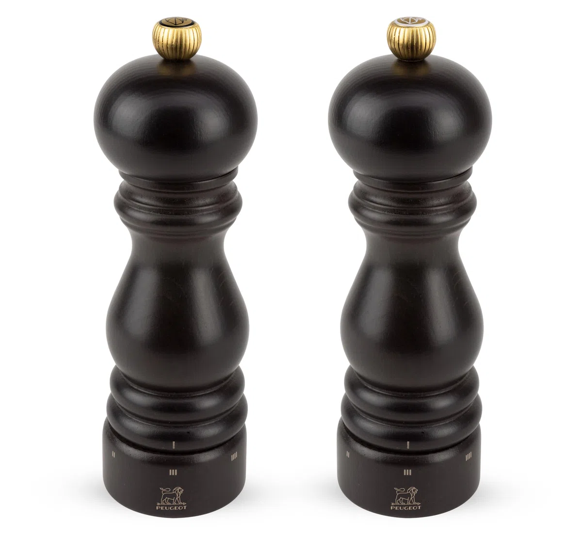 PEUGEOT - Paris u'Select 18 cm Pepper and Salt Mill Set - 6 predefined Grind Settings - Powdered Salt Innovation, Zirlion Mechanism - PEFC Certified Wood - Made in France - Chocolate Finish