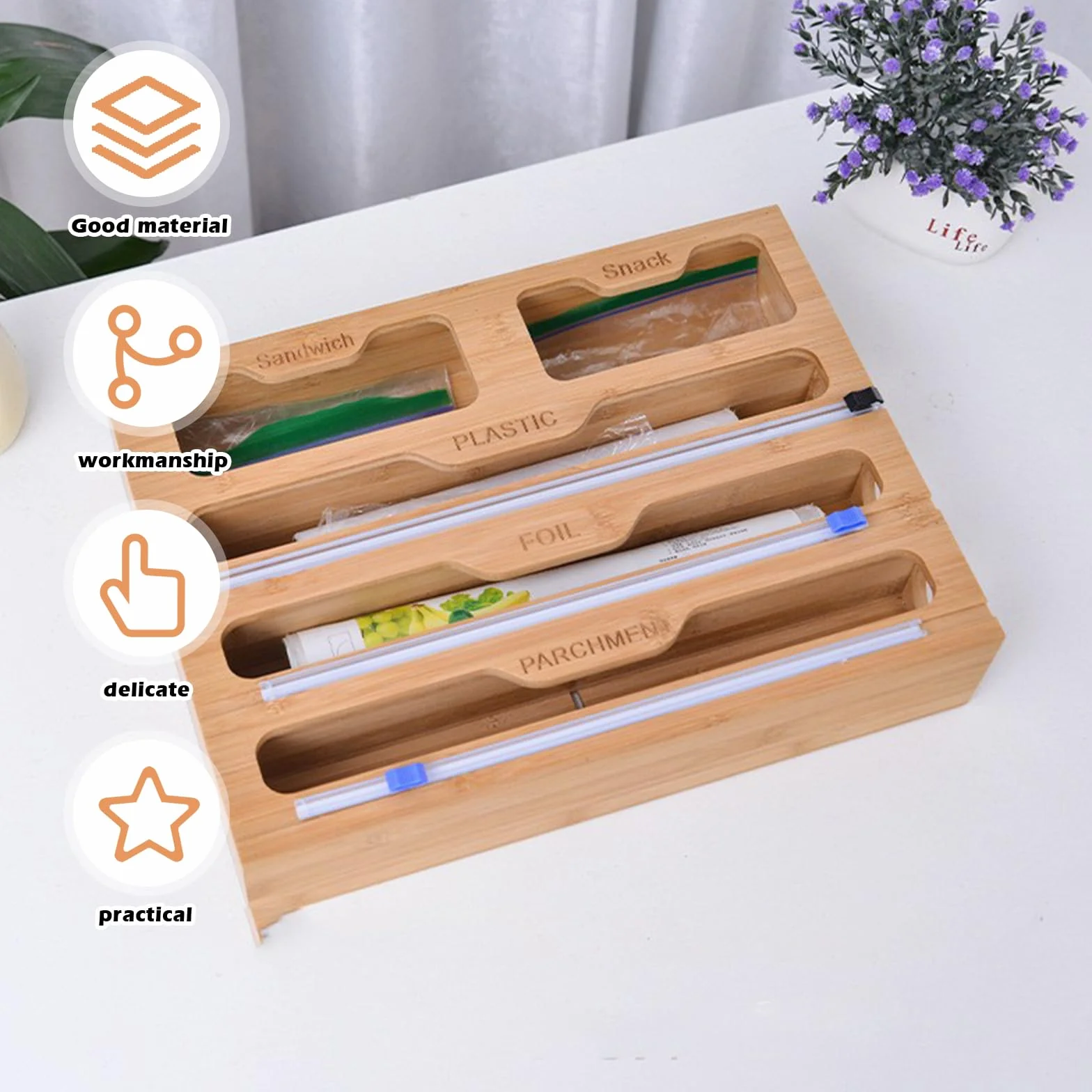 Vegena Taglierina 5 in 1 con taglierino, dispenser di pellicola con taglierino, cassetto di pellicola, pellicola trasparente, dispenser di pellicola trasparente e taglierina per cassetto, tagliafogli