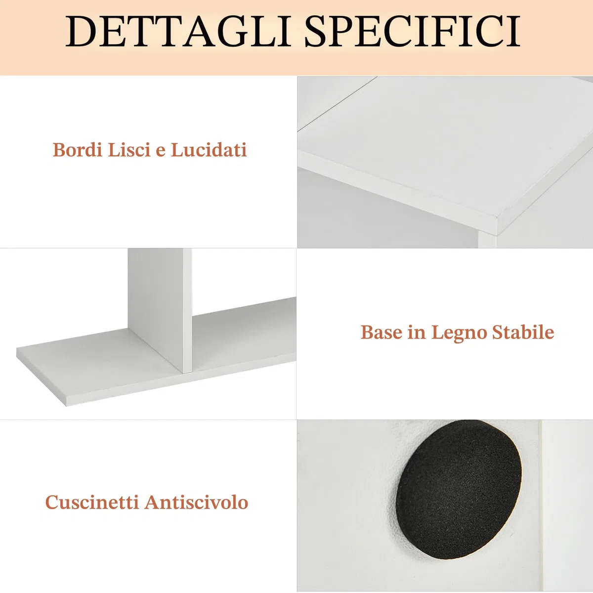 HOMASIS Libreria da Parete a 6 Livelli, Libreria Scaffale in Legno, Divisorio a Parete Multifunzionale con Design Antiribaltamento, Scaffale a S per Ufficio, Salotto, 80 x 23 x 191cm (Bianco)