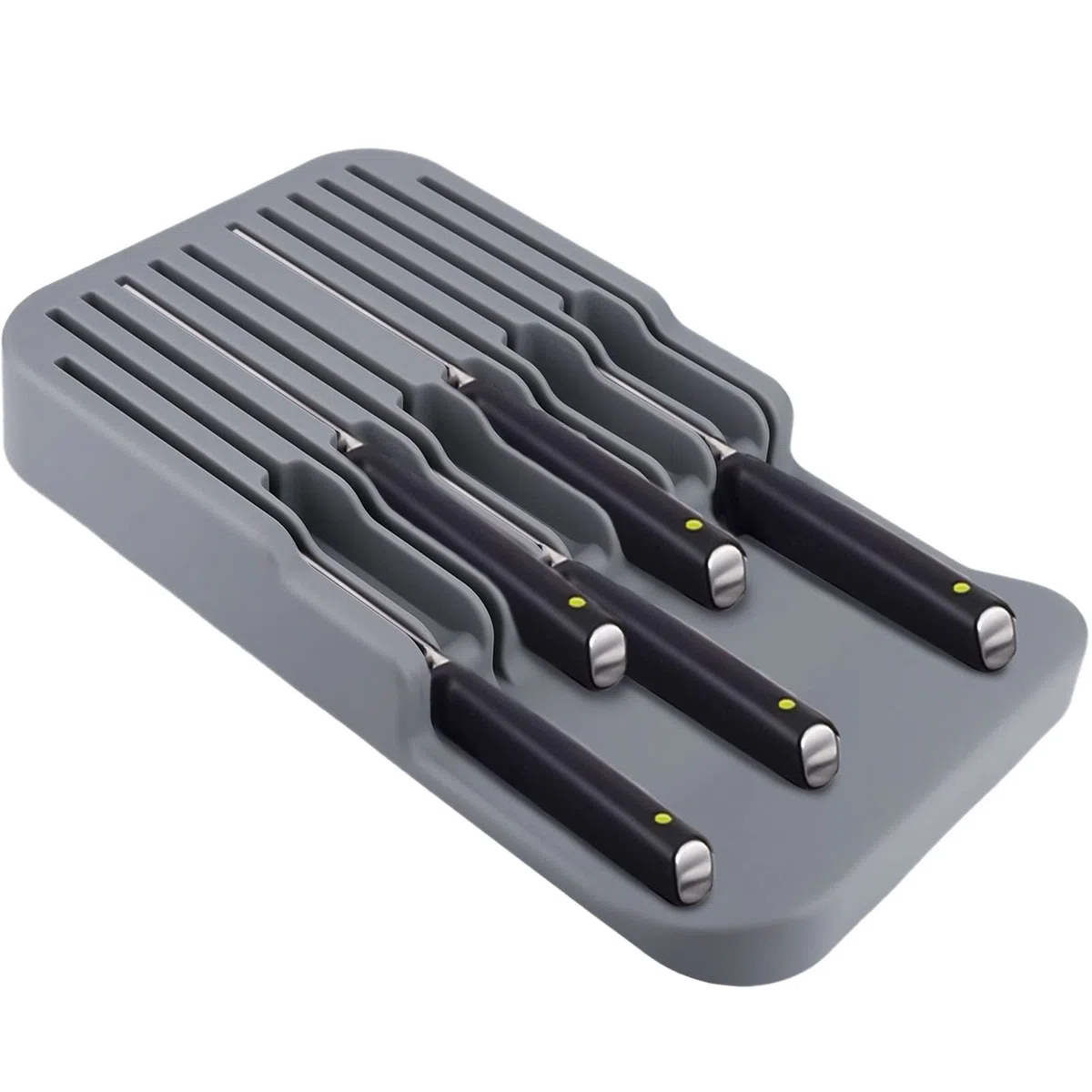 Portacoltelli organizzatore,Blocco Coltelli in Plastica di Alta qualità,Cassetti Organizzatore Coltelli e Supporto per Coltelli con Fessure di Sicurezza,Portacoltelli da Cucina(Grigio)