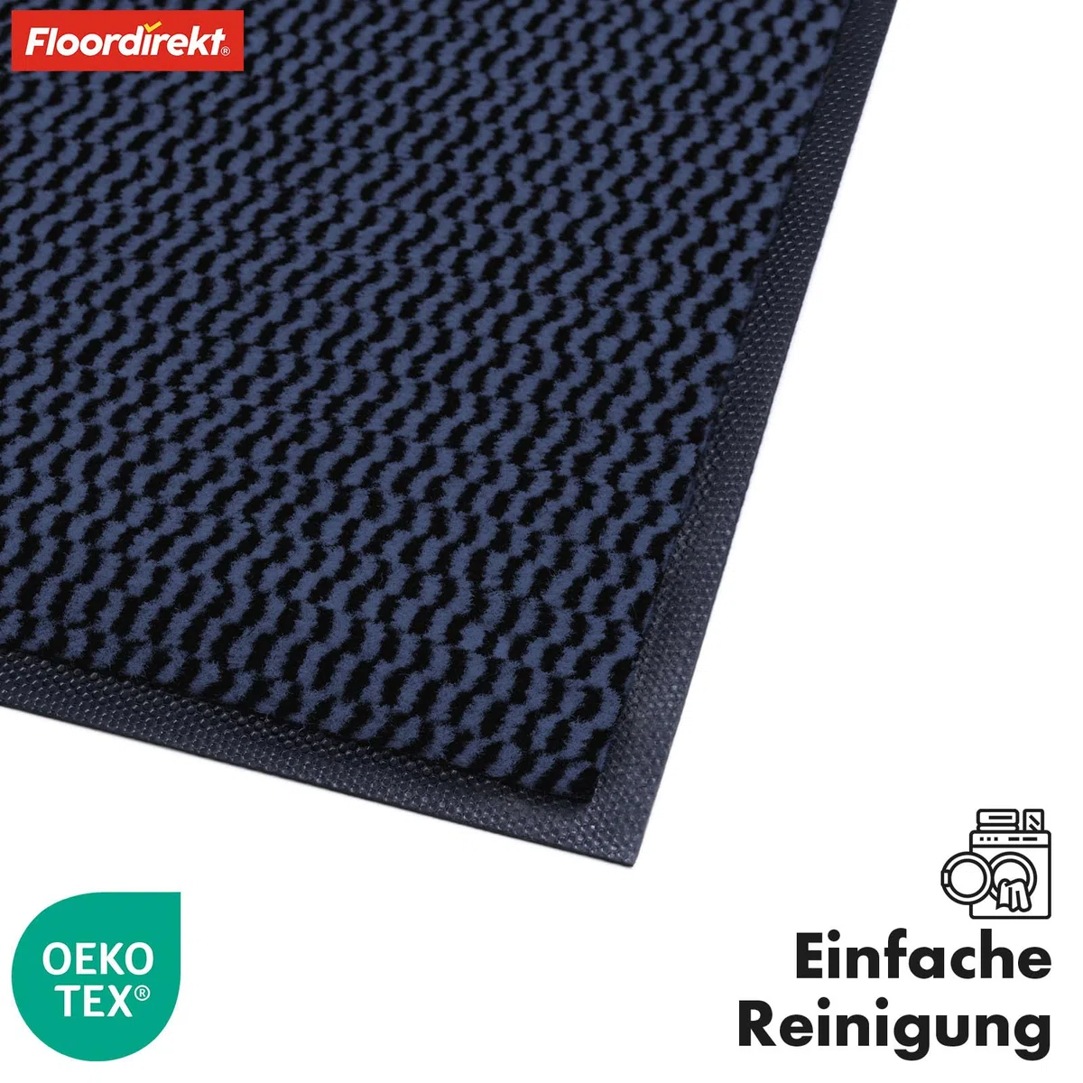 Floordirekt Premium Zerbino per ingresso, 80x120cm Blu, antiscivolo e lavabile, zerbino per interno ed esterno, Sky Novo