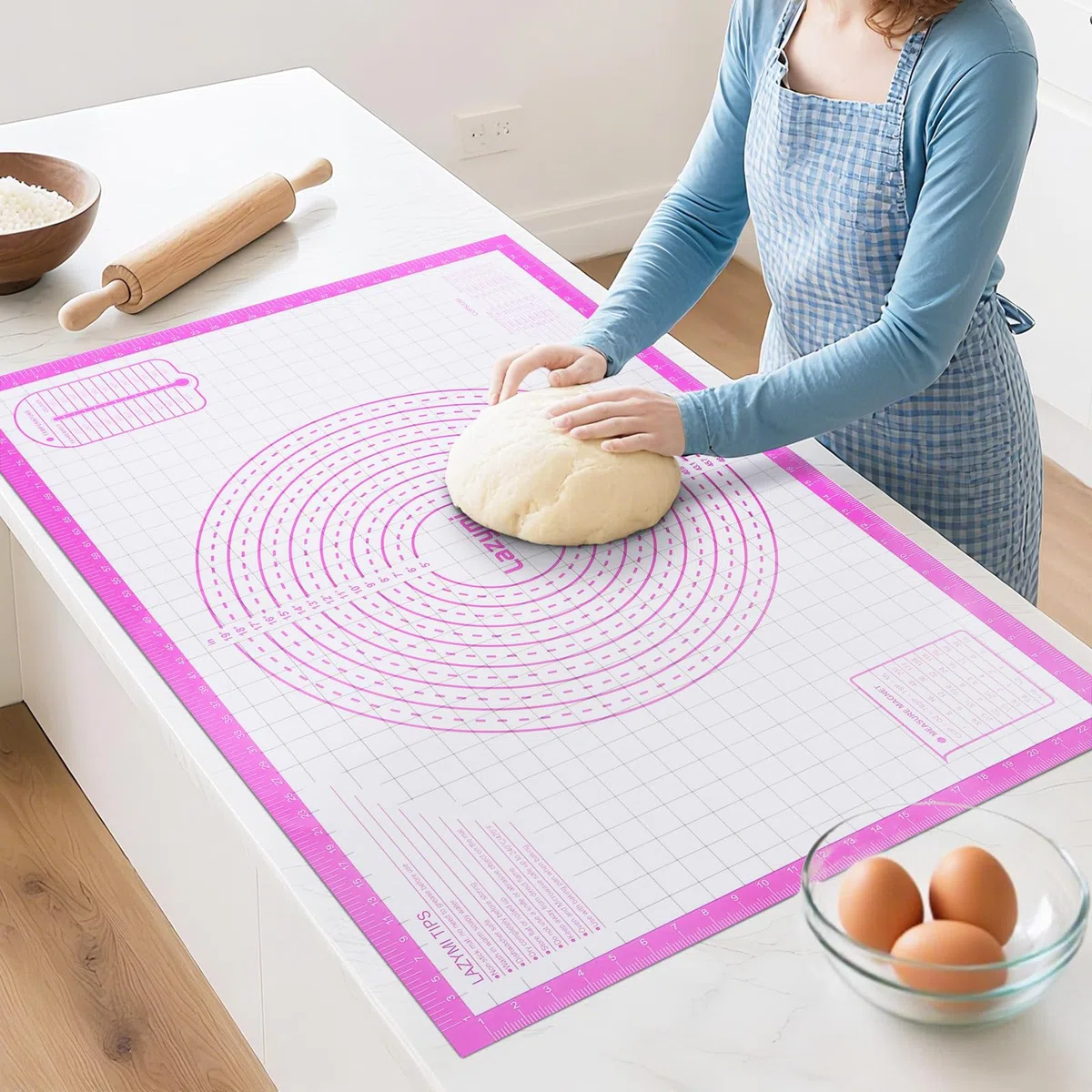 Tappetino da forno extra large in silicone, antiaderente, misura 91 x 61 cm, tappetino antiscivolo in silicone per impastare, tovaglietta, tovaglietta, glassa fondente, torte, pizza (viola)