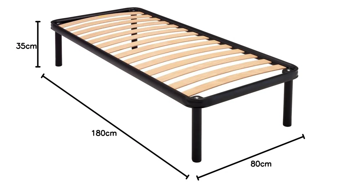 Bed Store SISTEMI RIPOSO Rete a Doghe Strette 80x180 Singola in Legno di Betulla con 4 Piedi in Ferro Ortopedica Resistente