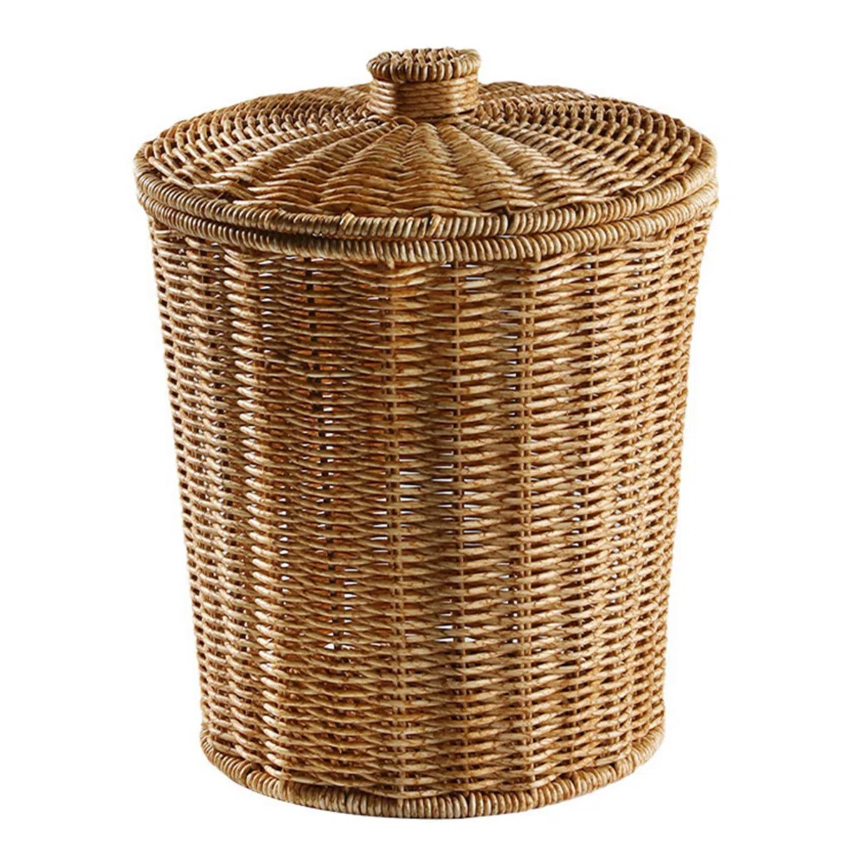 Cestino Intrecciato Cestino della Spazzatura Rotondo nel Rattan con Coperchio Cestini Portaoggetti Intrecciati Cestino della Spazzatura nel Vimini Cestino della Spazzatura