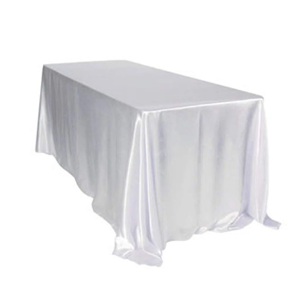 250 * 350CM (98.4in x 137.8in) Rettangolare Tovaglia in Raso per la Decorazione di Matrimonio/Compleanno/Battesimo del Bambino/Eventi - Bianco