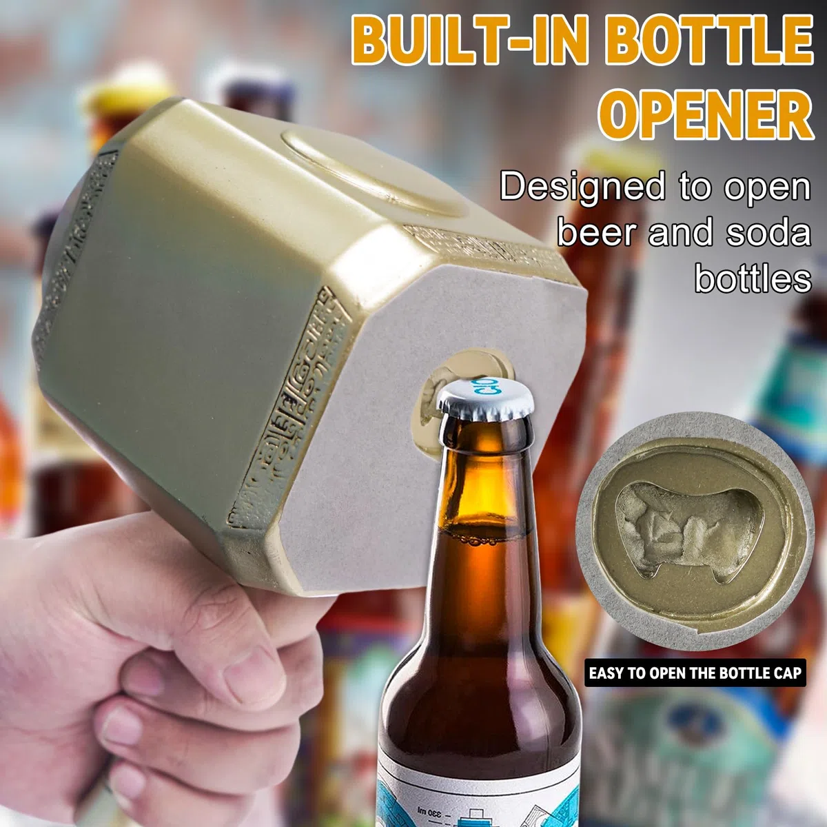 ZONSUSE Tazza Personalizzata Acciaio Inox,Tazze Colazione ThorTazze Martello Thor,Boccale di Birra Creativo,Tazze Caffe Particolari,Regalo di Compleanno per Uomini e Donne, Famiglia e Amici (Oro)
