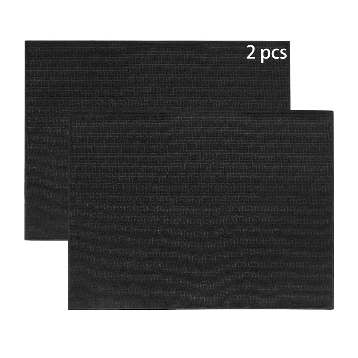 Tappetino per piatti,microfibra, asciugatura rapida, 2 pezzi Tappetino per piatti per cucina, accessori da tavola, lavaggio in lavatrice Nero