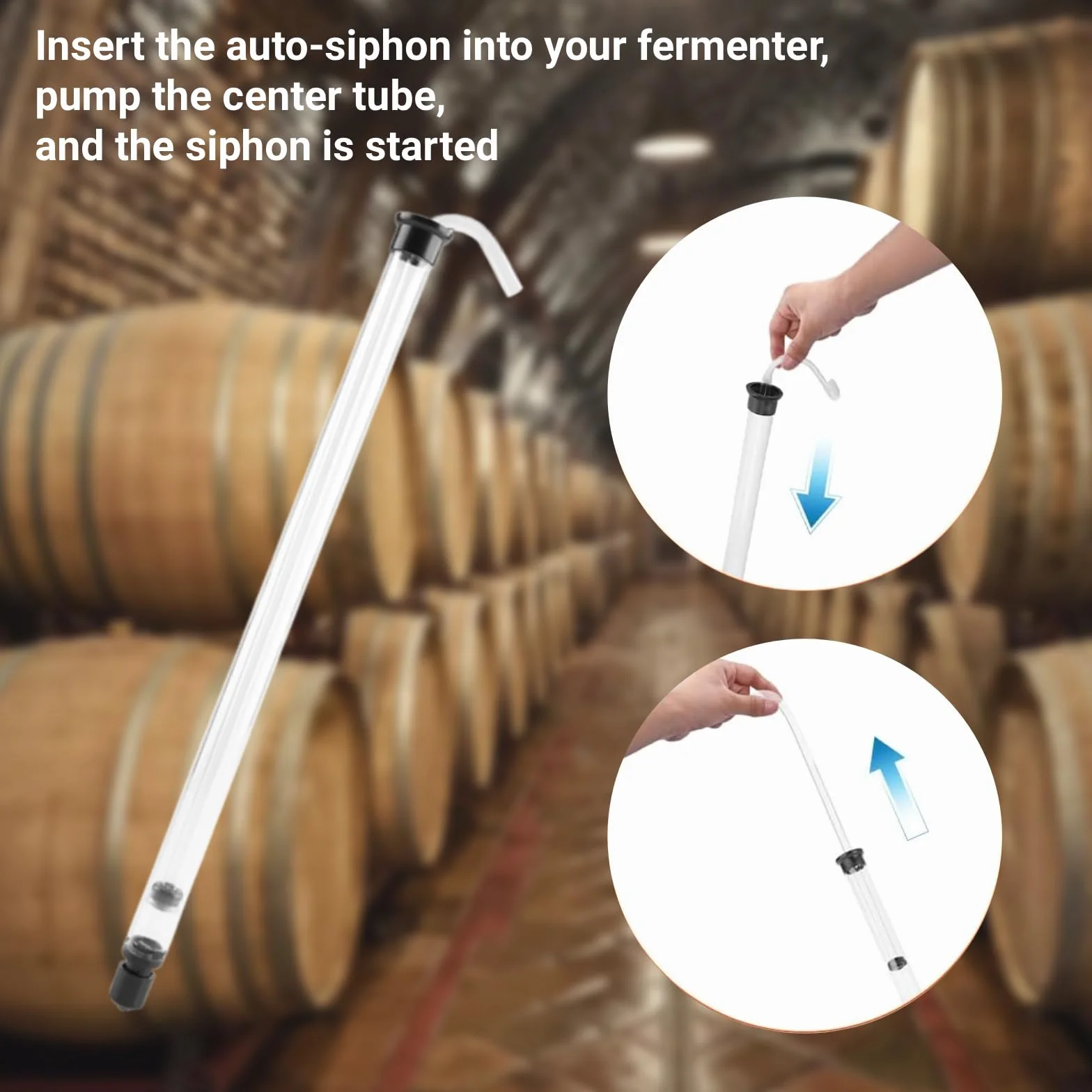 Sifone Vino 35cm con Tubo, Sifone Automatico Canna da Travaso per Birra