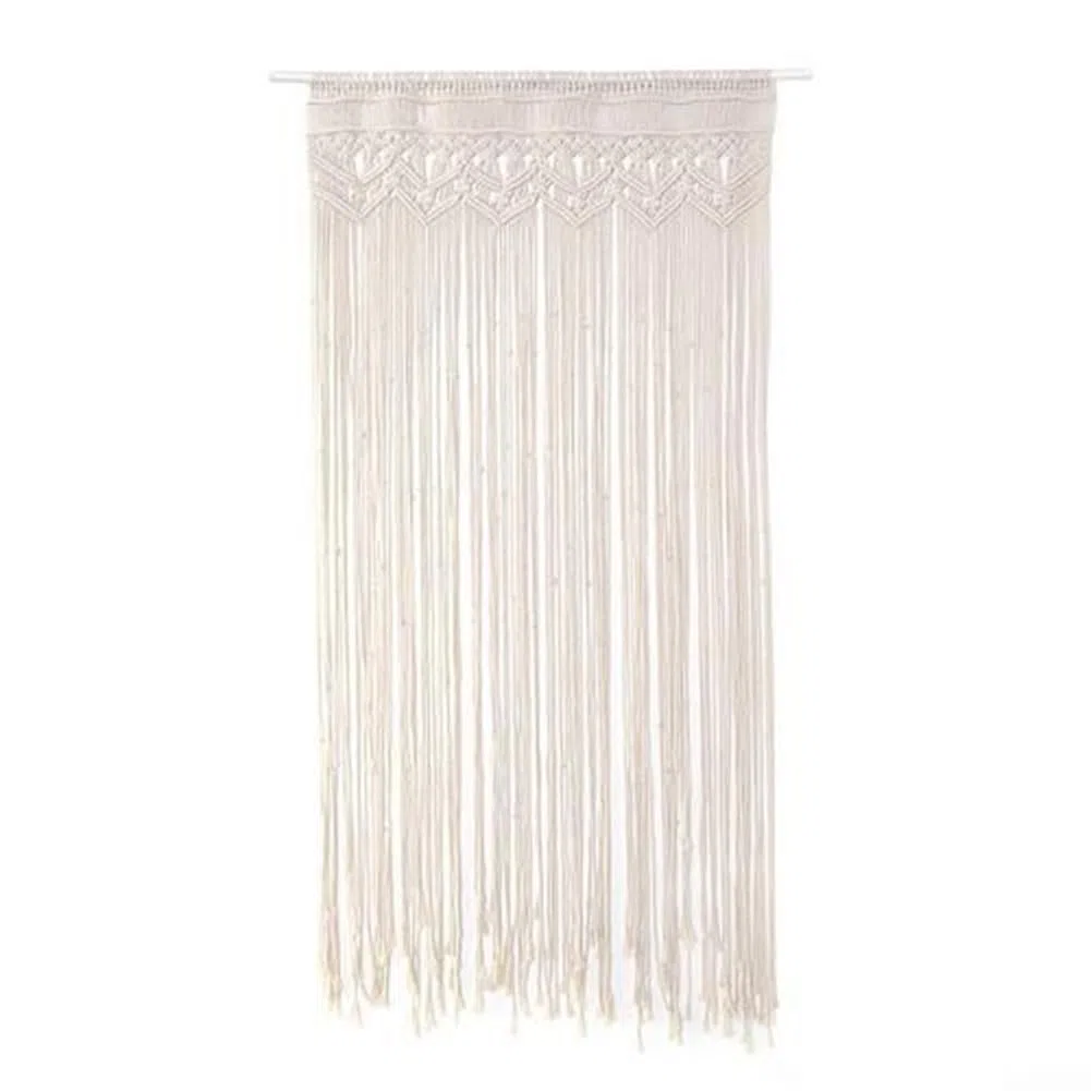 Tenda per ingresso in fibra naturale, fatta a mano, in corda di cotone, tenda per porta in macramè bohémien, divisorio, sfondo fotografico per matrimoni e pannello di trattamento per finestre (95 x