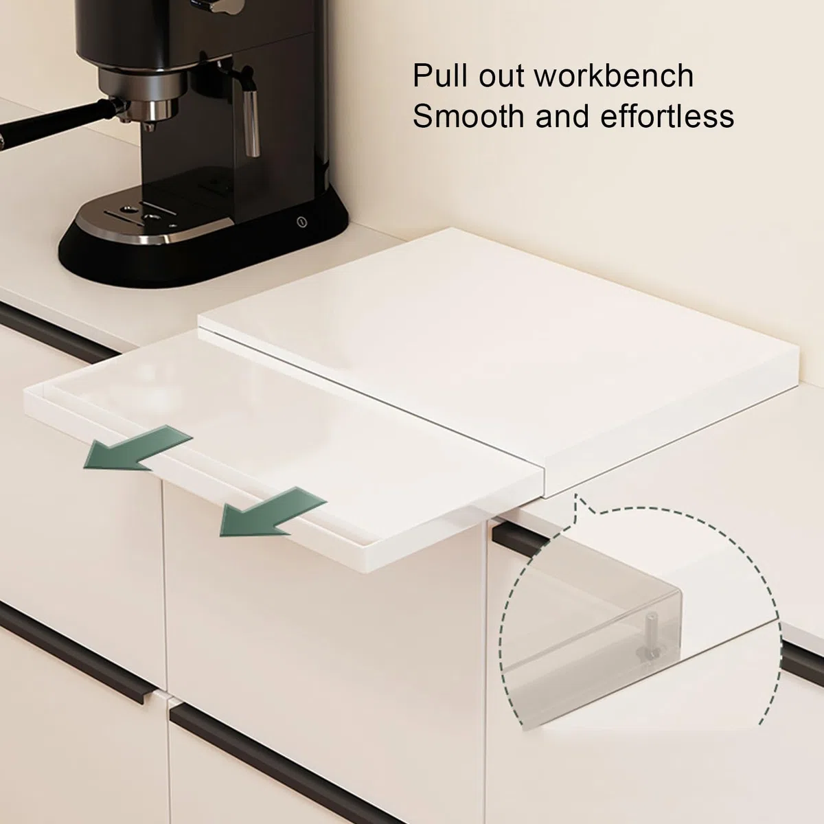Vassoio scorrevole per elettrodomestici da Slider per riporre piano di lavoro, Ripiano estraibile per forno a microonde, Vassoio scorrevole per macchina da caffè (WHITE)