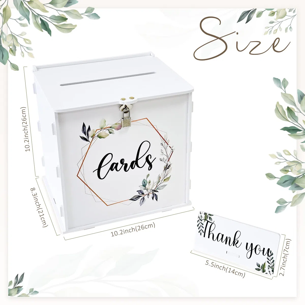 Scatola per biglietti di nozze bianca con lucchetto, confezione regalo in PVC per ricevimenti di nozze e decorazioni per feste