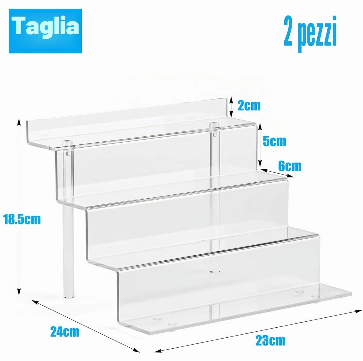 LATERN 2 Pezzi Espositore in Acrilico per Montante, 4 Livelli Organizzatore di Visualizzazione Trasparente Supporto per Supporto Rialzato da Tavolo di Grandi Dimensioni per Profumo Cupcake Figure