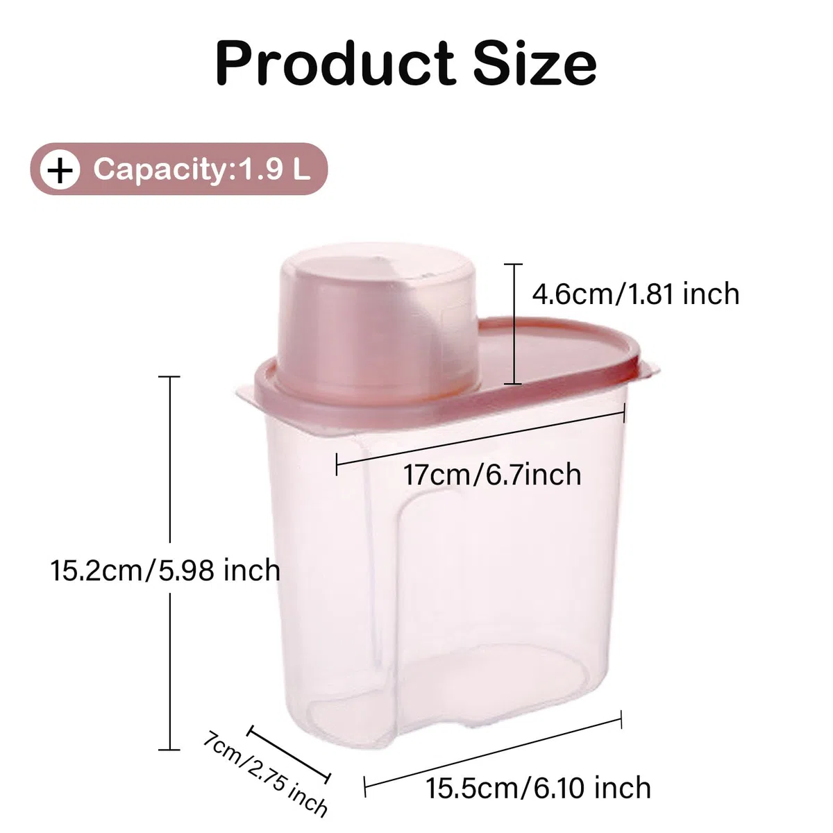 4 Pezzis Contenitore Ermetico Cereali Alimentare, porta cereali da colazione dispenser, Serbatoio Alimenti Secchi, Trasparente Airtight Secco Contenitore Alimenti, Caffè, Farina con Misurino (small)