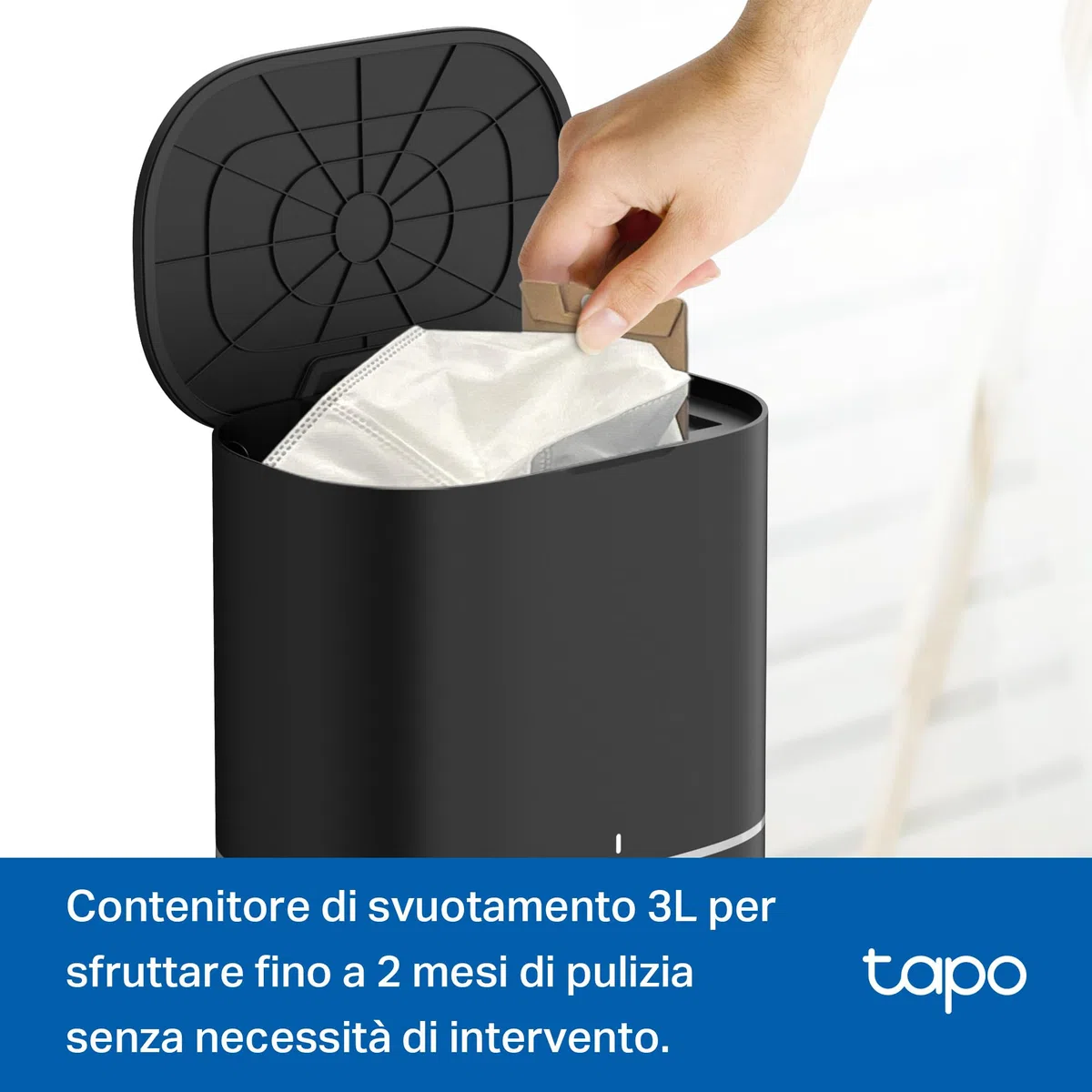 Tapo RV30 Max Plus Robot Aspirapolvere Lavapavimenti con Mappatura 5300Pa, Svuotamento Automatico Polvere 3L, Doppia Navigazione LiDAR +IMU, Zone No-Go e Muri Virtuali, Controllo APP&Alexa&Google