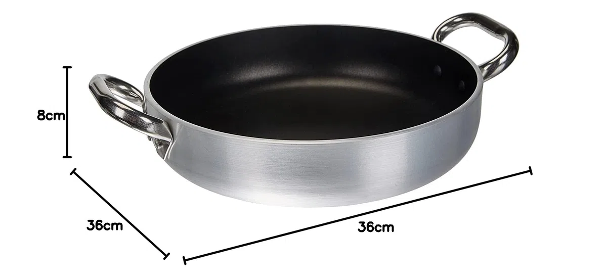 Pentole Agnelli FAMA10SEL36 Select Tegame in Alluminio, 2 Manici in Acciaio Inossidabile, 36 cm, Argento