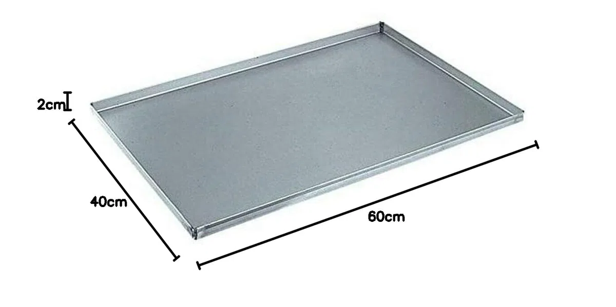 G.T. INOX Teglia professionale in alluminio puro 60 x 40 bordo dritto h. 2 cm