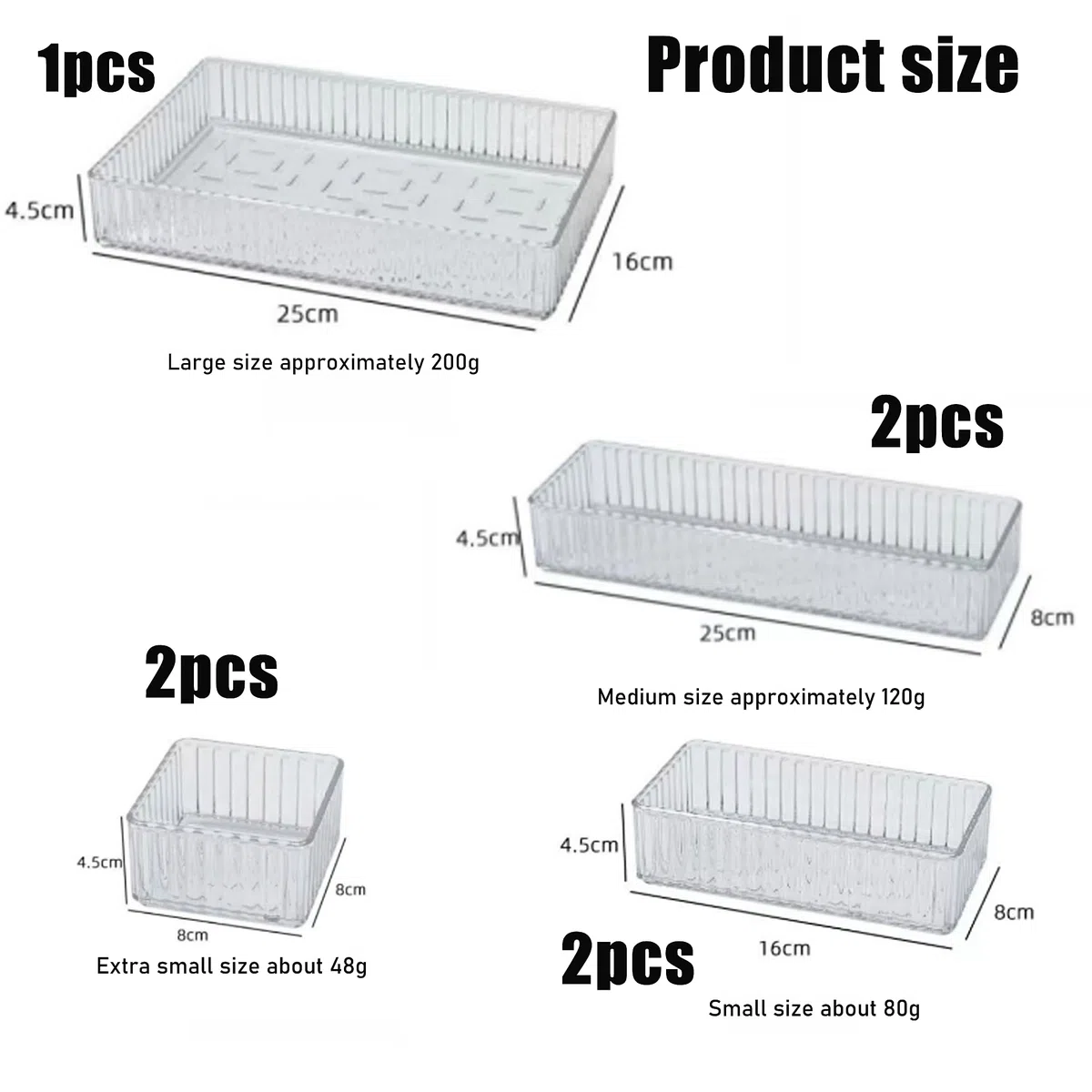 7PCS Cassetti Trasparenti, Ricezione Efficiente, 4 Dimensioni per l'uso del Trucco o Della Scrivania, Vassoi per l'organizzatore del Della Scrivania, Ideale per l'organizzazione Domestica