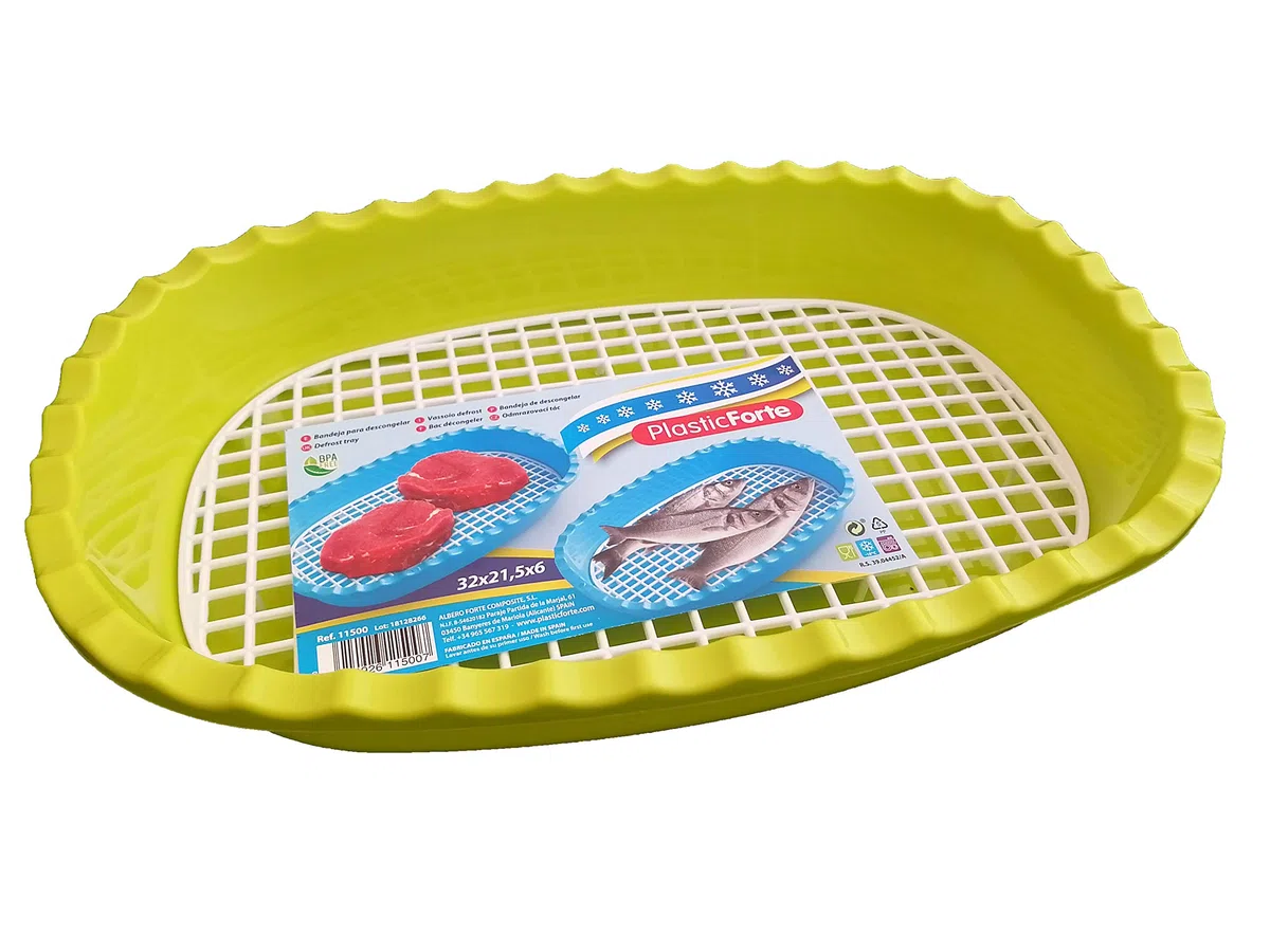 Vassoio Sbrinamento Cibo Contenitore Plastica Griglia Sbrinamento Rapido (Verde)