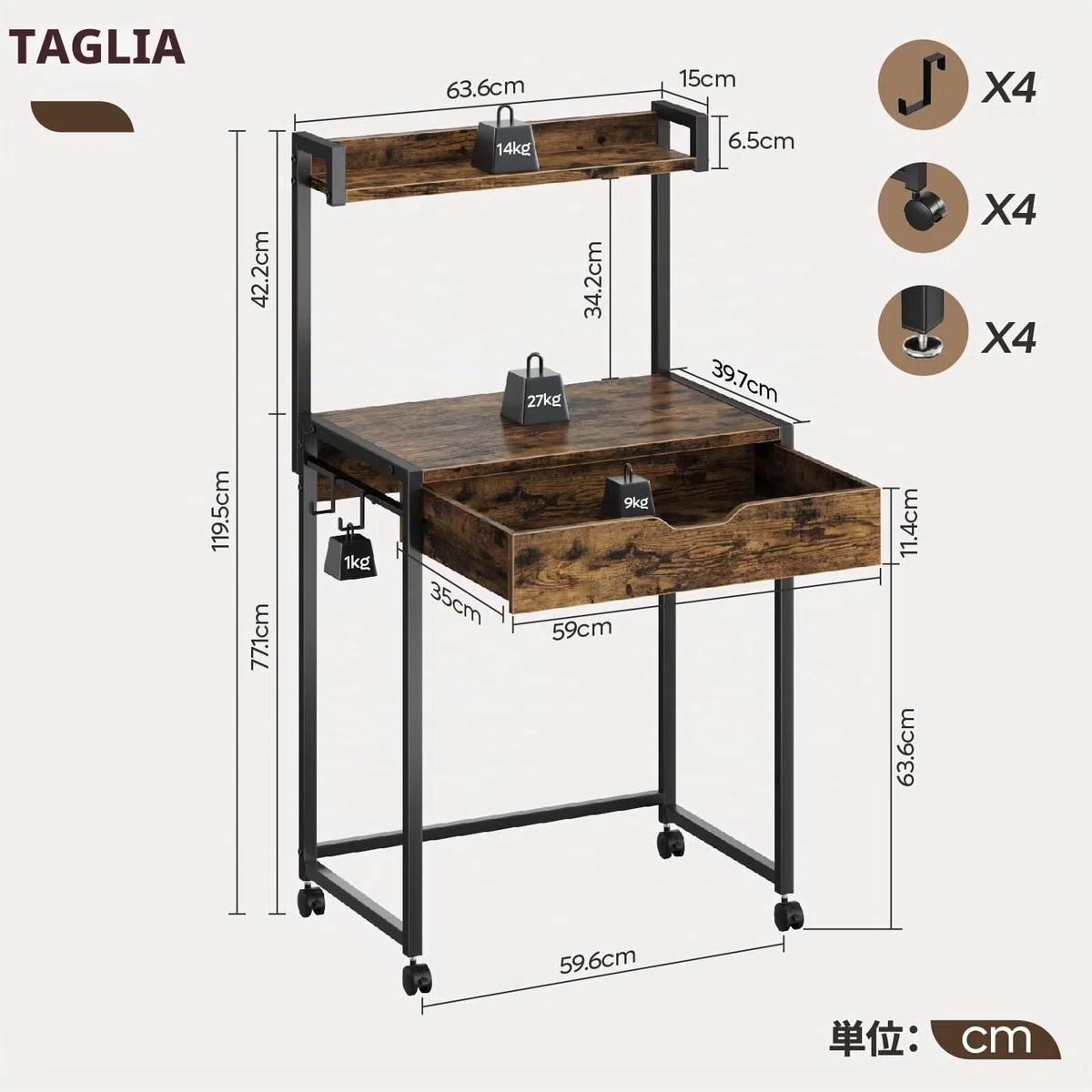 Bestier Piccolo tavolo per computer da 64 cm, con vano portaoggetti e cassetti, adatto per studio, camera da letto, soggiorno e spazi compatti (nero)