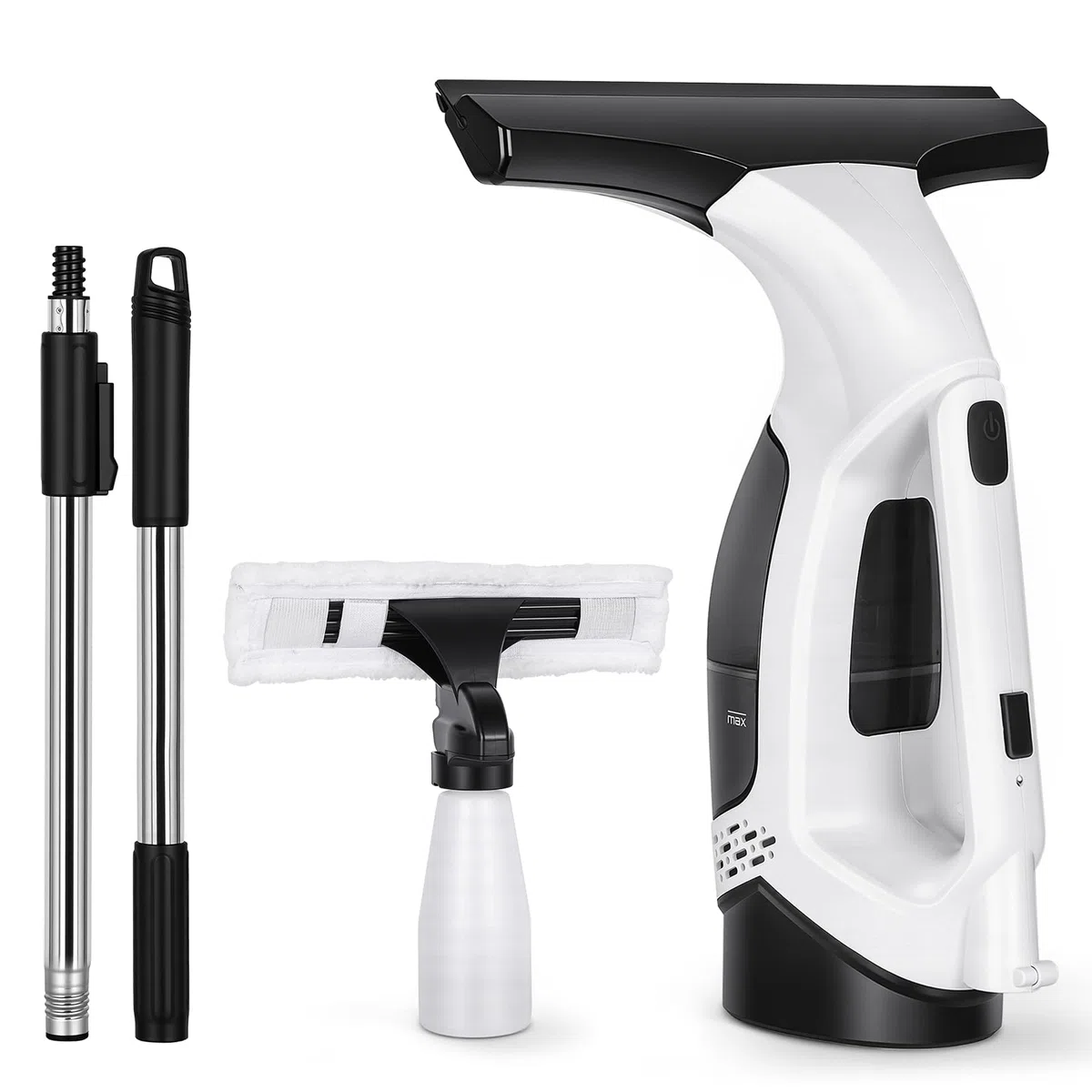 Lavavetri Elettrico per Finestre, 20W,Lavavetri Elettrico da 2000Pa, Batteria da 2200mAh con Serbatoio Dell'acqua da 150ml e Raschietto da 280mm, per Porte in Vetro, Finestre, Ripiani e Vetri per Auto