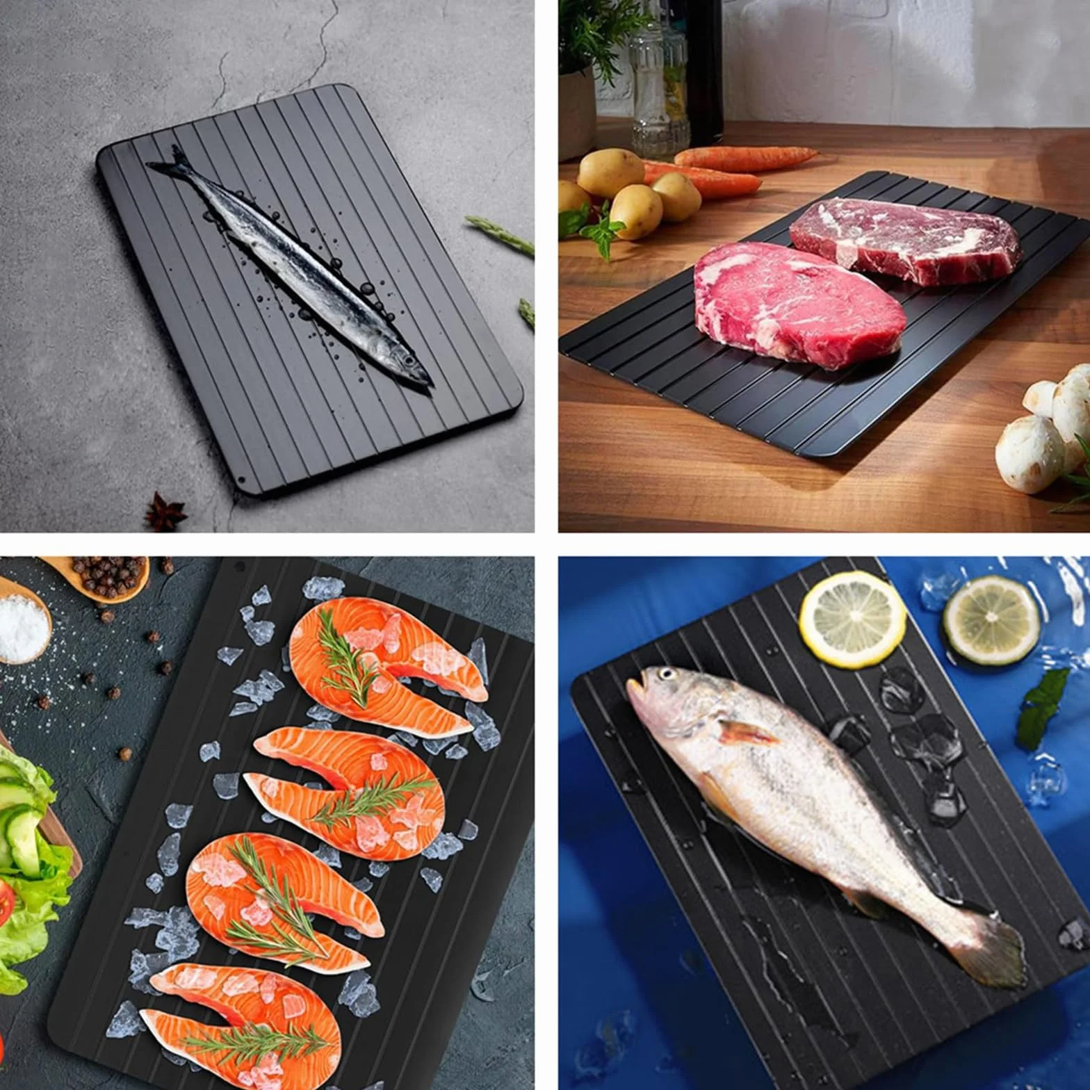 Piastra Scongelamento Rapido,Piastras di Scongelamento Rapido per Alimenti Piastras Scongelamentos Alluminio Strumento di Scongelamentos Antiaderente Universale per Carne Pesce Surgelati