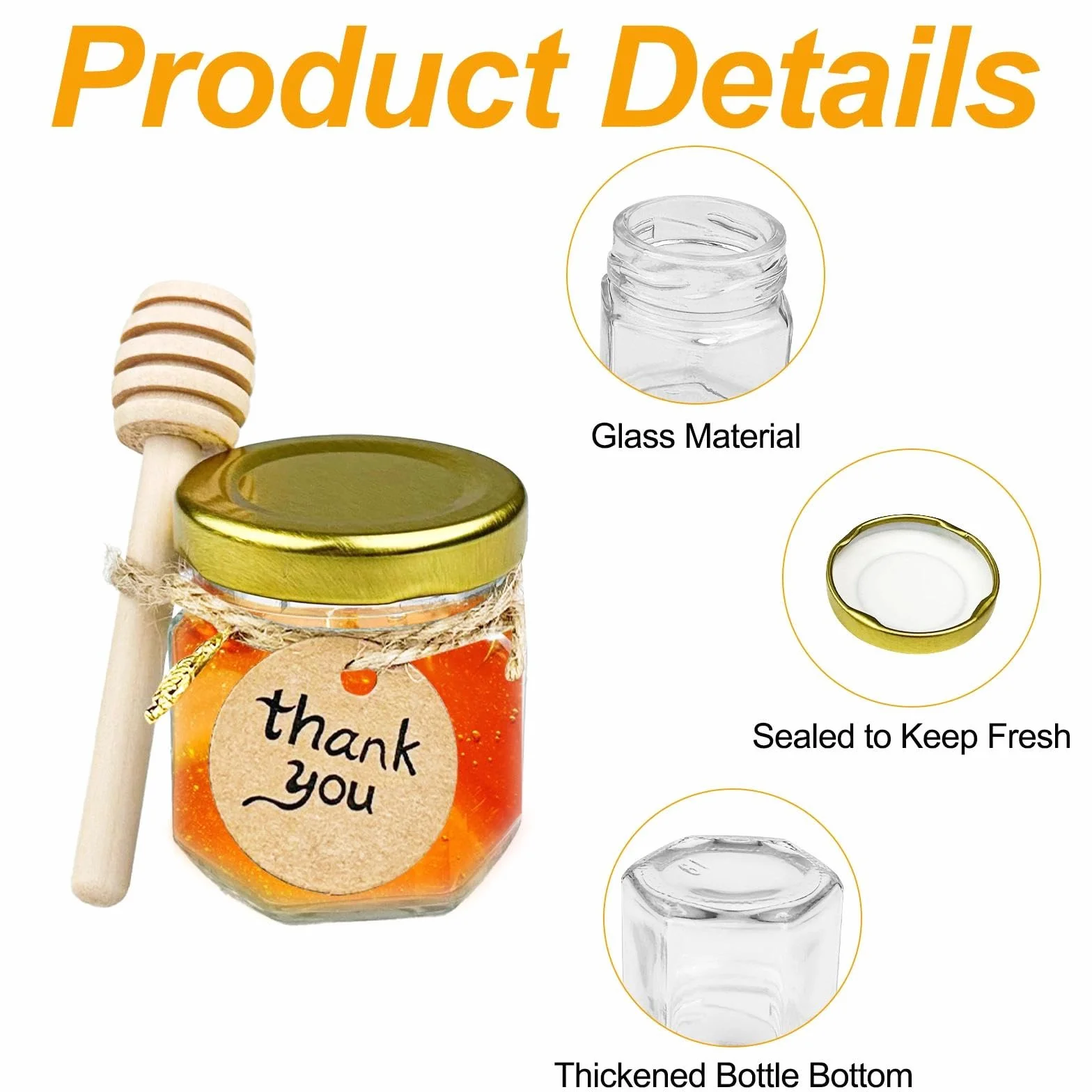 20 PCS Vasetti per Marmellata, Vasetti Vetro Piccoli per Miele 45ml, Contenitore Miele, Bottigliette di Vetro Piccole, Piccoli Barattoli, per Bomboniere Battesimo, Matrimoni e Feste