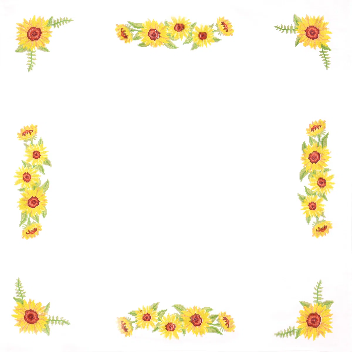 Trimits Kit per punto croce stampato, tovaglia – include tessuto stampato, fili, ago e istruzioni, 80 x 80 cm, girasoli