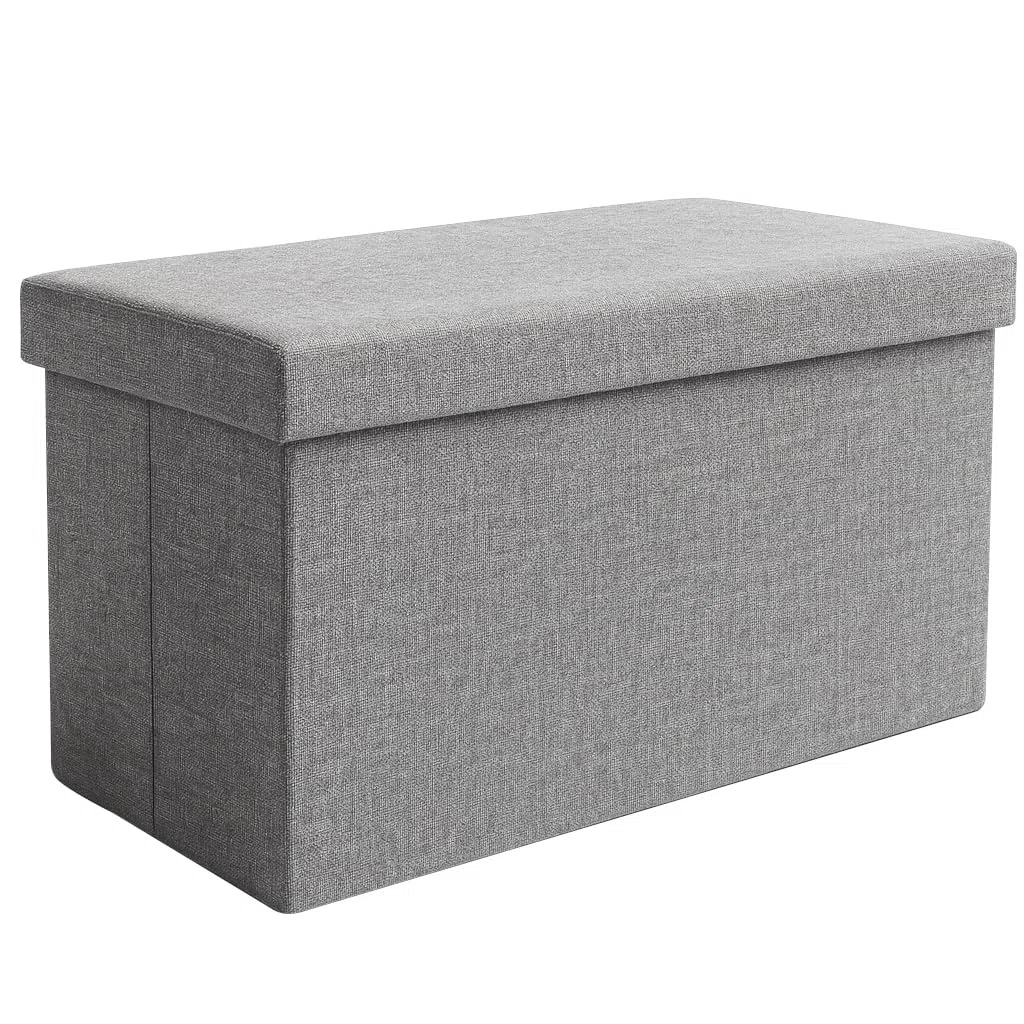Ruhhy Cassapanca pieghevole, 60 x 30 x 30 cm, con coperchio in grigio, capienza 54 l, portata fino a 80 kg, cubo con imbottitura per soggiorno e camera da letto 25996