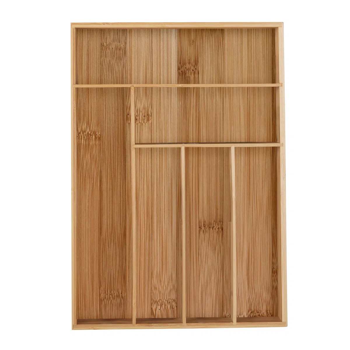Relaxdays Portaposate da Cassetto in bambù, 6 Scomparti, Divisore Posate e Utensili da Cucina, 5x30,5x43 cm, Naturale