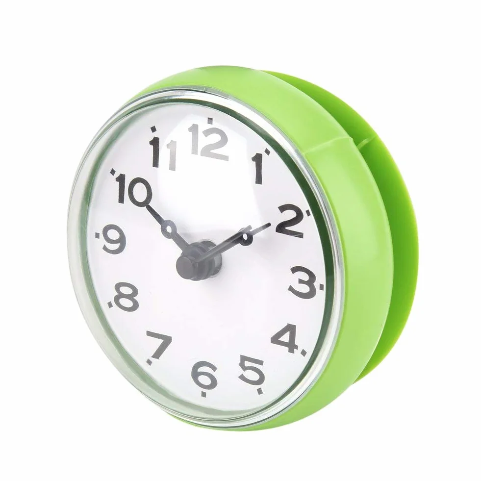Yosoo Impermeabile orologio con ventosa doccia tondo orologio quadrante digitale per bagno doccia bagno di Arabica banduhr montaggio a parete, verde
