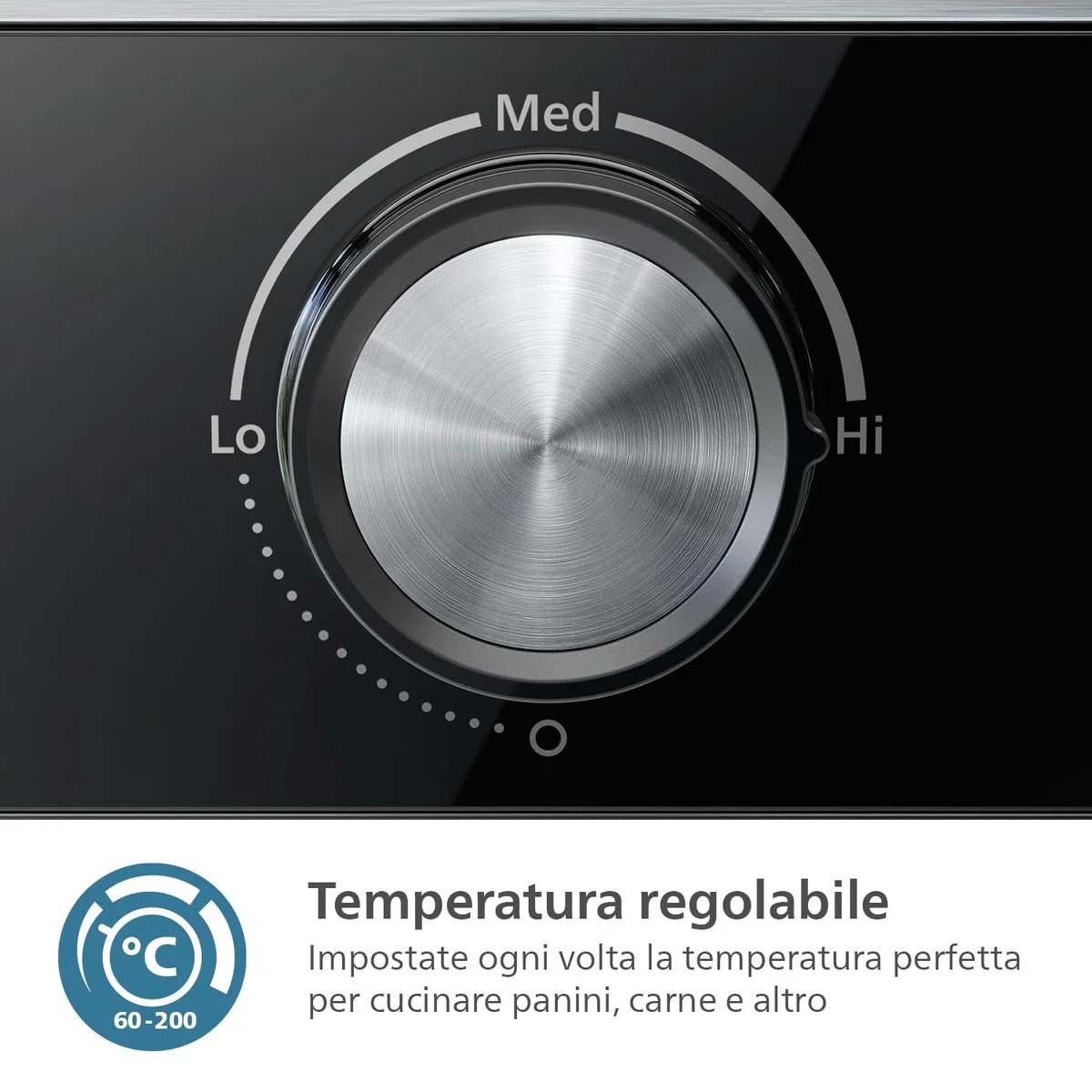 Philips Griglia Elettrica - Contact Grill. Temperatura regolabile. Ampio grill e prestazioni ad Alta Potenza. Piastre Antiaderenti e vassoio raccogli grasso rimovibili. (HD6301/90)
