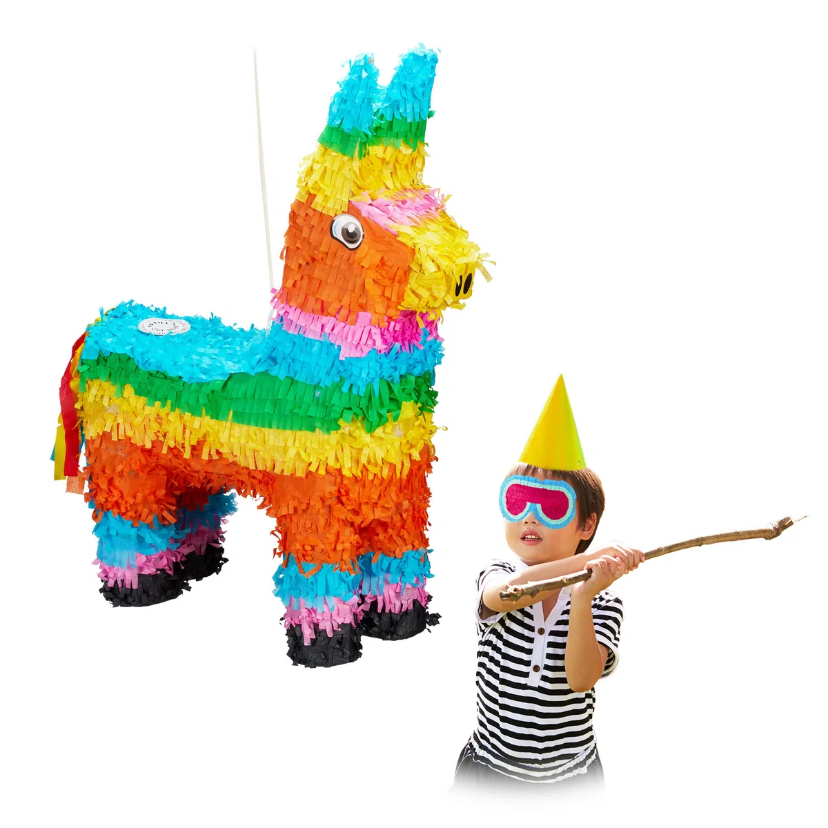 Relaxdays Pignatta a Forma di Lama, da Riempire, per Feste di Compleanno dei Bambini, da Appendere, in Carta, Grande, Colorata