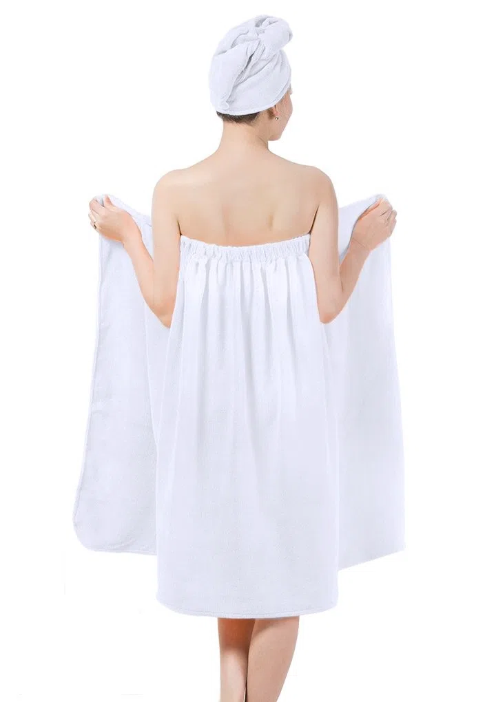 YJZQ Kilt da sauna da donna con asciugamano per capelli, set di asciugamani per sauna, accappatoio con chiusura in velcro ed elastico per spa, doccia e bagno