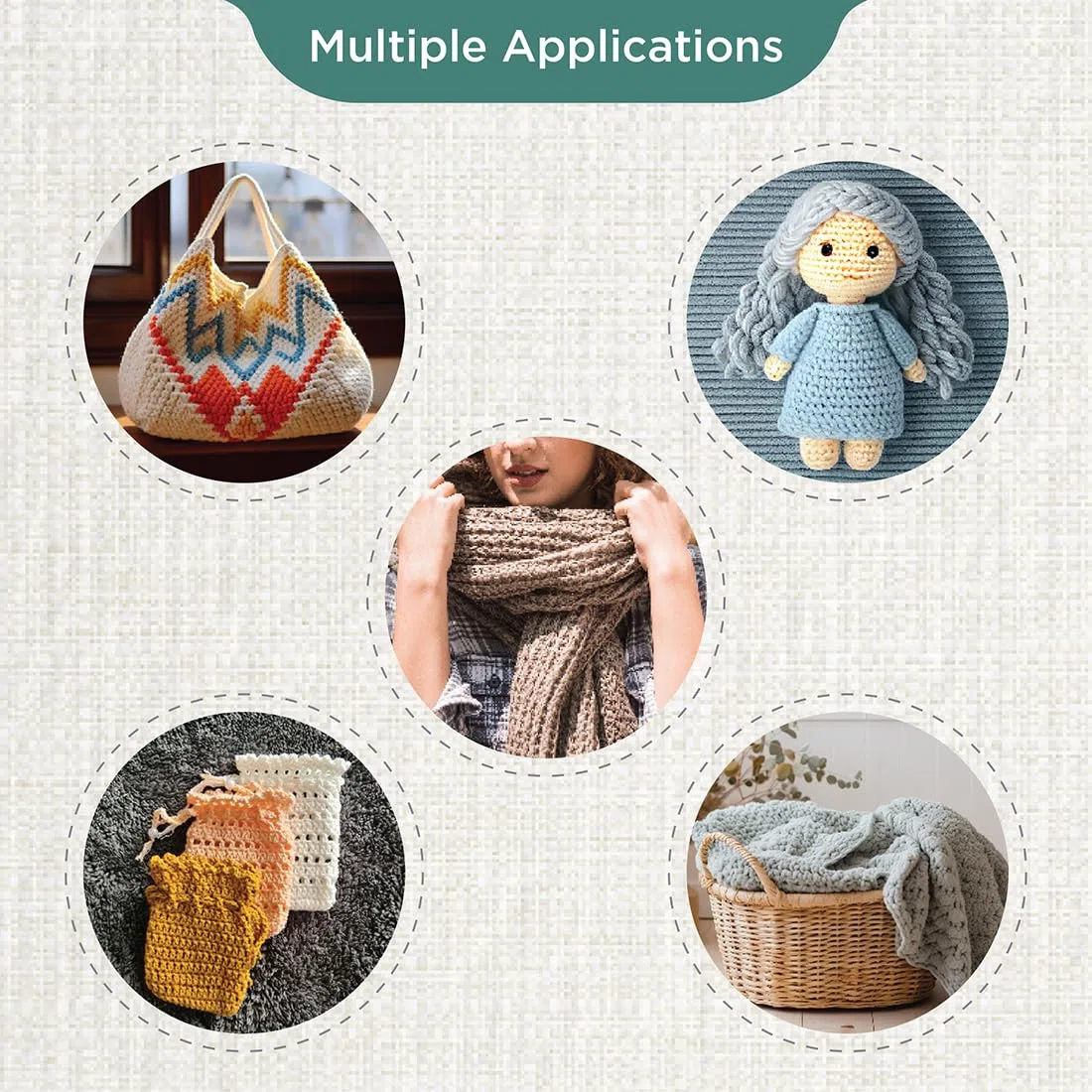 KnitPro Waves - Set di 9 uncinetti Deluxe, misure da 2 a 6 mm, impugnatura morbida ergonomica, impugnatura in gomma morbida per mani artritiche, ferri da uncinetto leggeri e comodi per lavorare a
