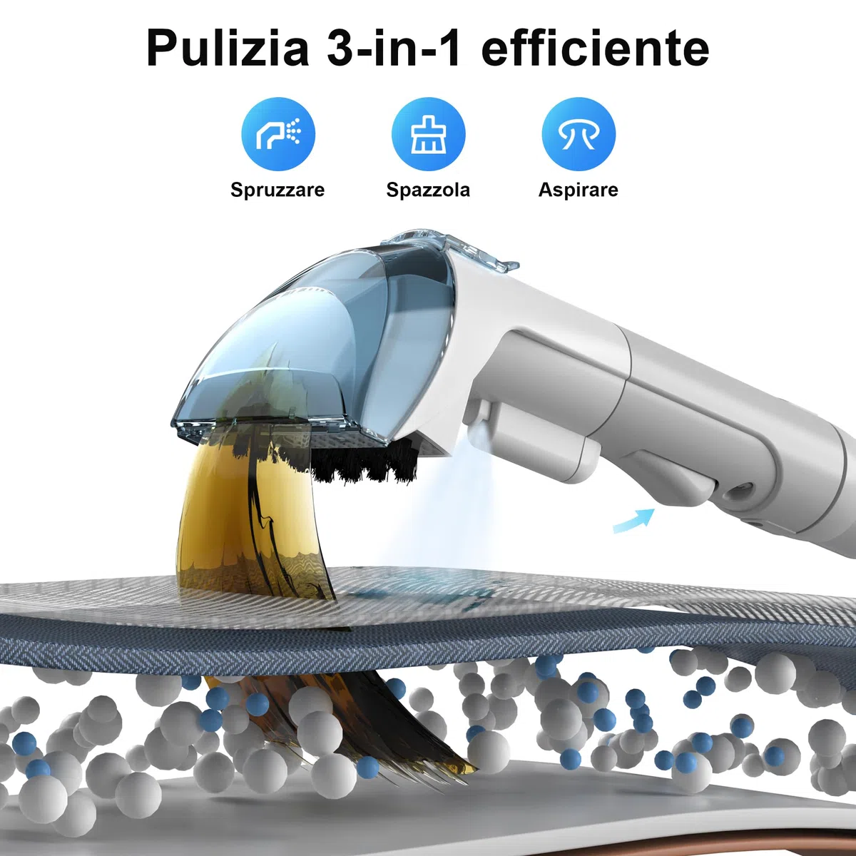 Rivenara Lavatappeti Aspirapolvere Tessuti Divani- 450 W Lava Tappezzeria Asciuga e Aspira Acqua Pulitore a Vapore per Divano Tappeti Moquette Tappezzeria Scale e Auto Pulisci Lavadivani