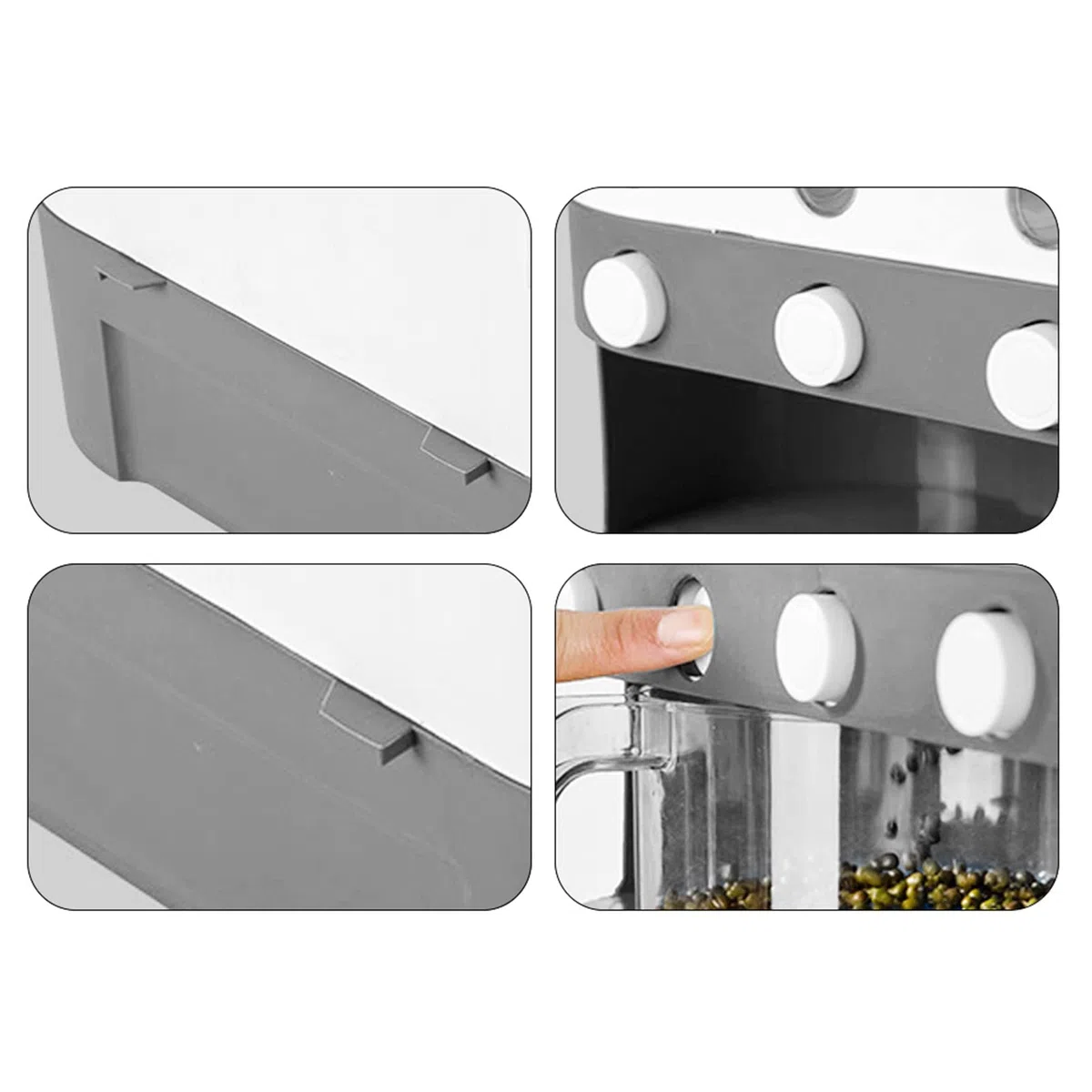 Cornflakes - Dispenser per cereali con misurino, con divisorio, design trasparente e visibile per la conservazione di riso nero, mais, ecc., 40 x 15 x 34 cm
