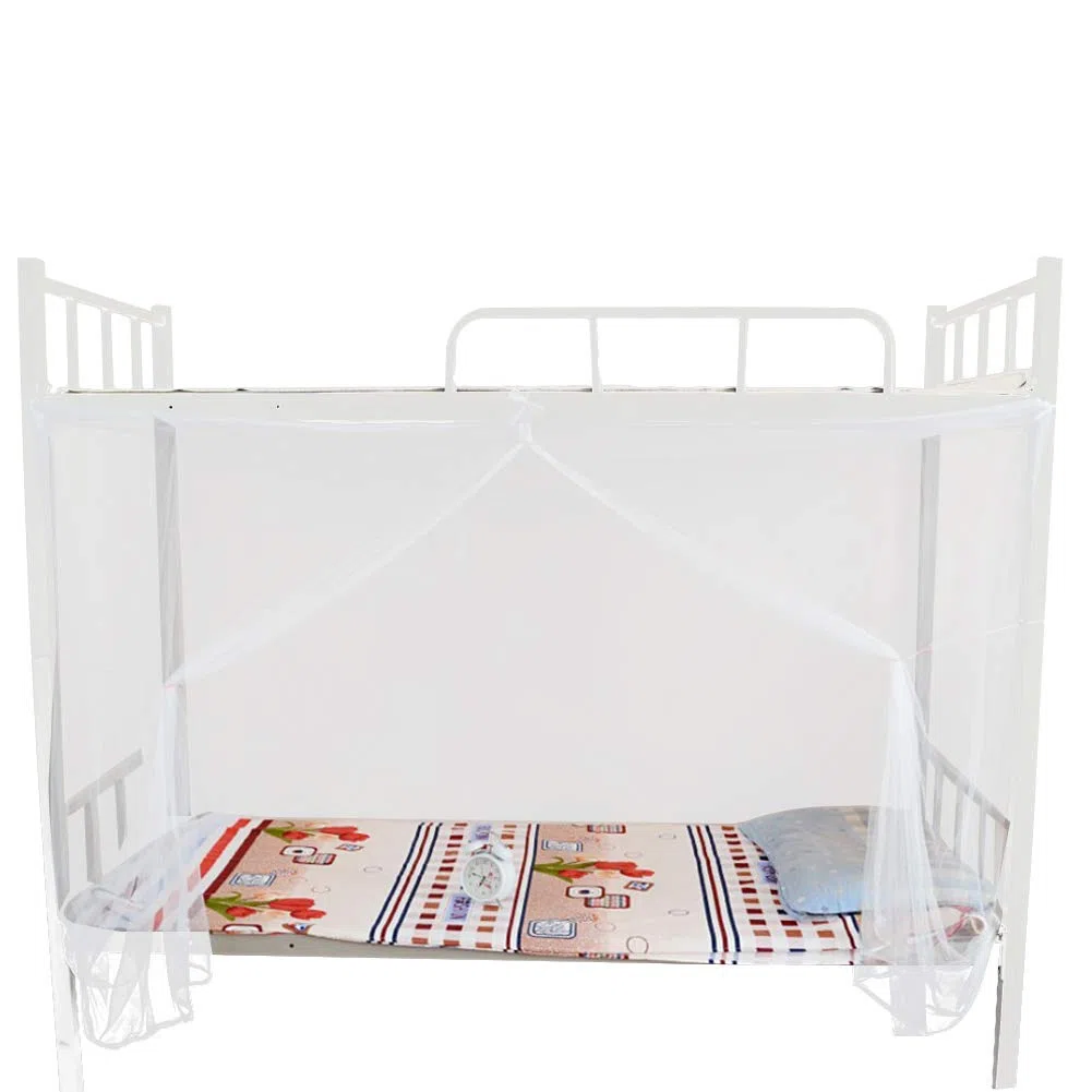 Zanzariera, Zanzariera per Letto a Baldacchino Angolare a 4 Posti Letto per Dormitorio per Studenti. Zanzariera Bianca a Doppia Rete(95x195x150cm)