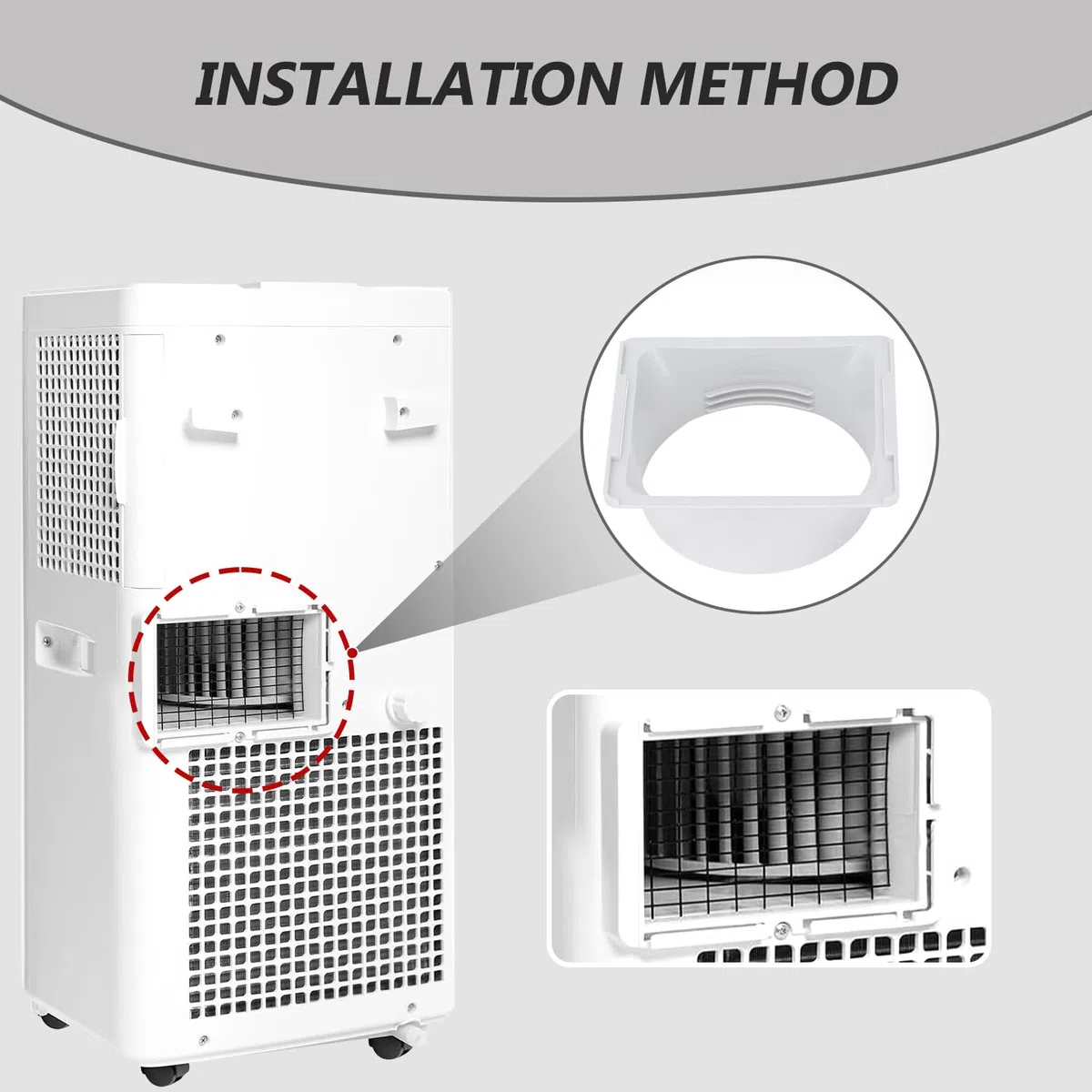 Connettore Tubo Condizionatore 5,9 Pollici Abs Da Quadrato A Tondo Design Filettato Universale Adattatore Portatile Per Collegamento Aria Condizionata