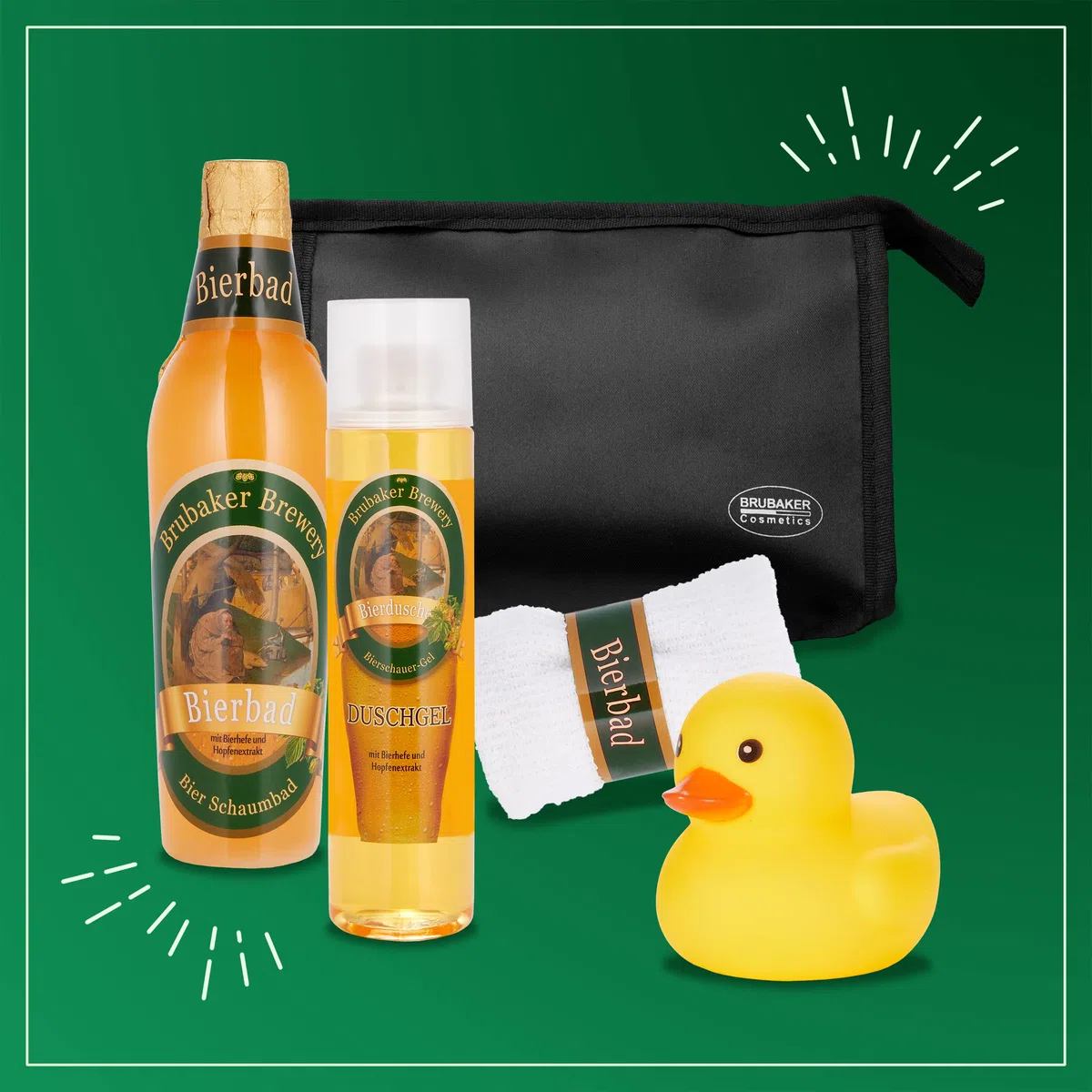 BRUBAKER bagno Beer Box - 5 pezzi - regalo per gli uomini - con borsa toilette, washcloth e l'anatra del bagno