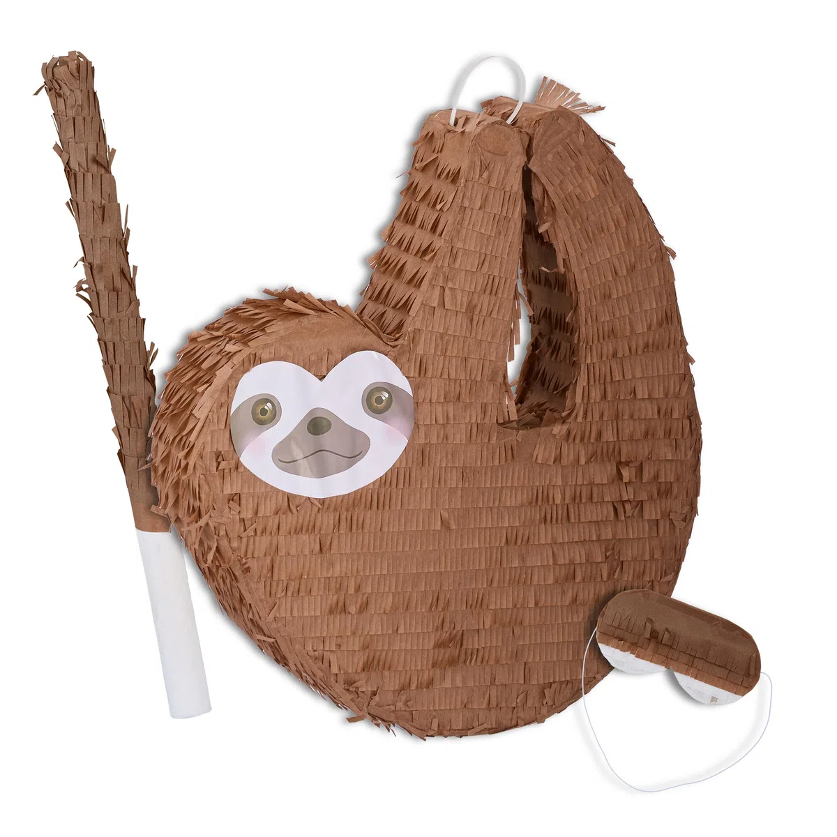 Relaxdays Pignatta Bradipo, Piñata Vuota con Bastone e Maschera, Gioco Festa di Compleanno Bambini, Carnevale, Marrone