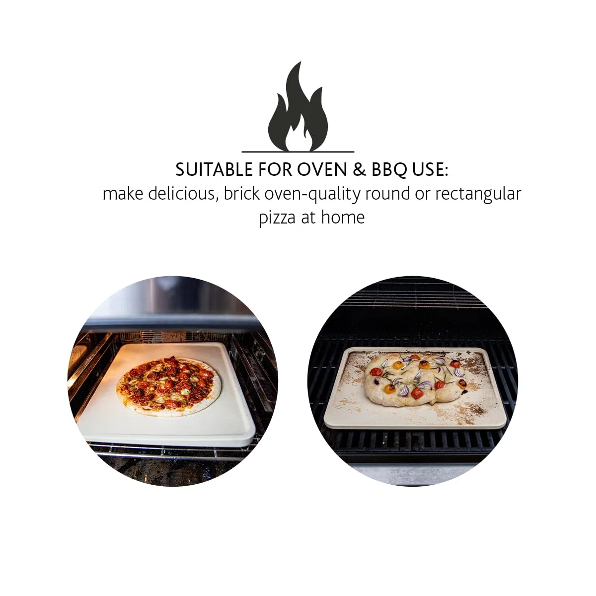 Boska Pietra Pizza Deluxe Rettangola/Per il forno/Pizze con la qualità di quelle fatte nel forno di mattoni/Bordo rialzato lussuoso/Cordierite / 32x40 cm