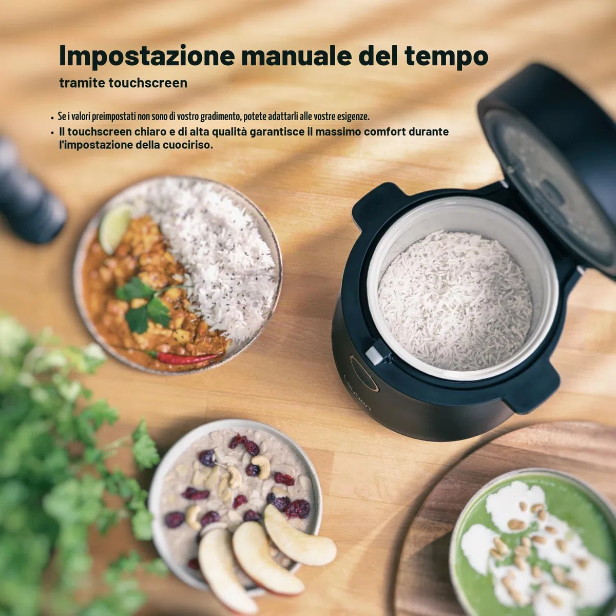 Lauben Multifunction Rice Cooker 1500BW, cuociriso multifunzionale, 350W, 1,5l, display digitale, 9 programmi, rivestimento antiaderente, conservazione temperatura, ritardo