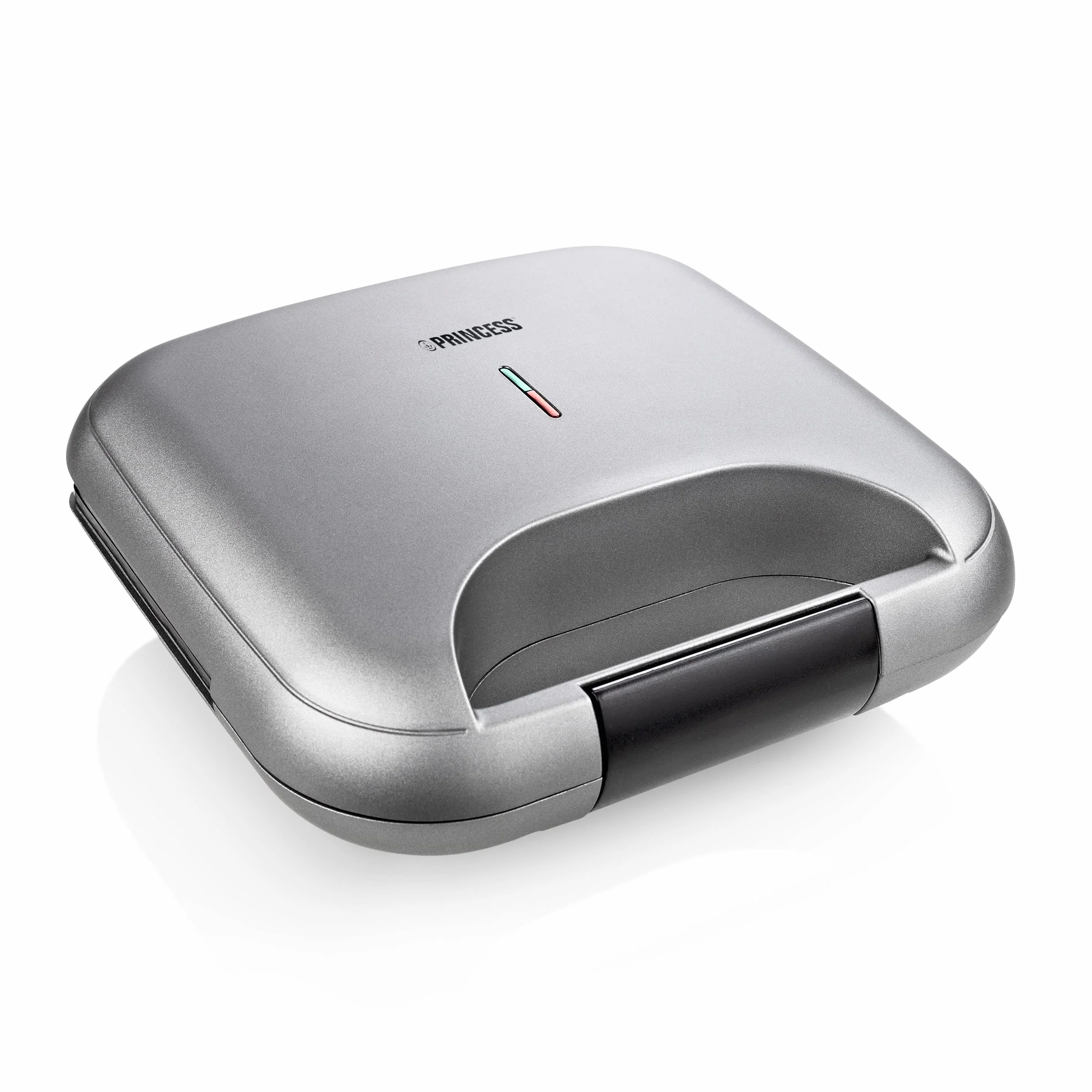 Princess 127003 - Tostapane deluxe per 2 panini, piastra per griglia, coperchio con chiusura di sicurezza, grigio