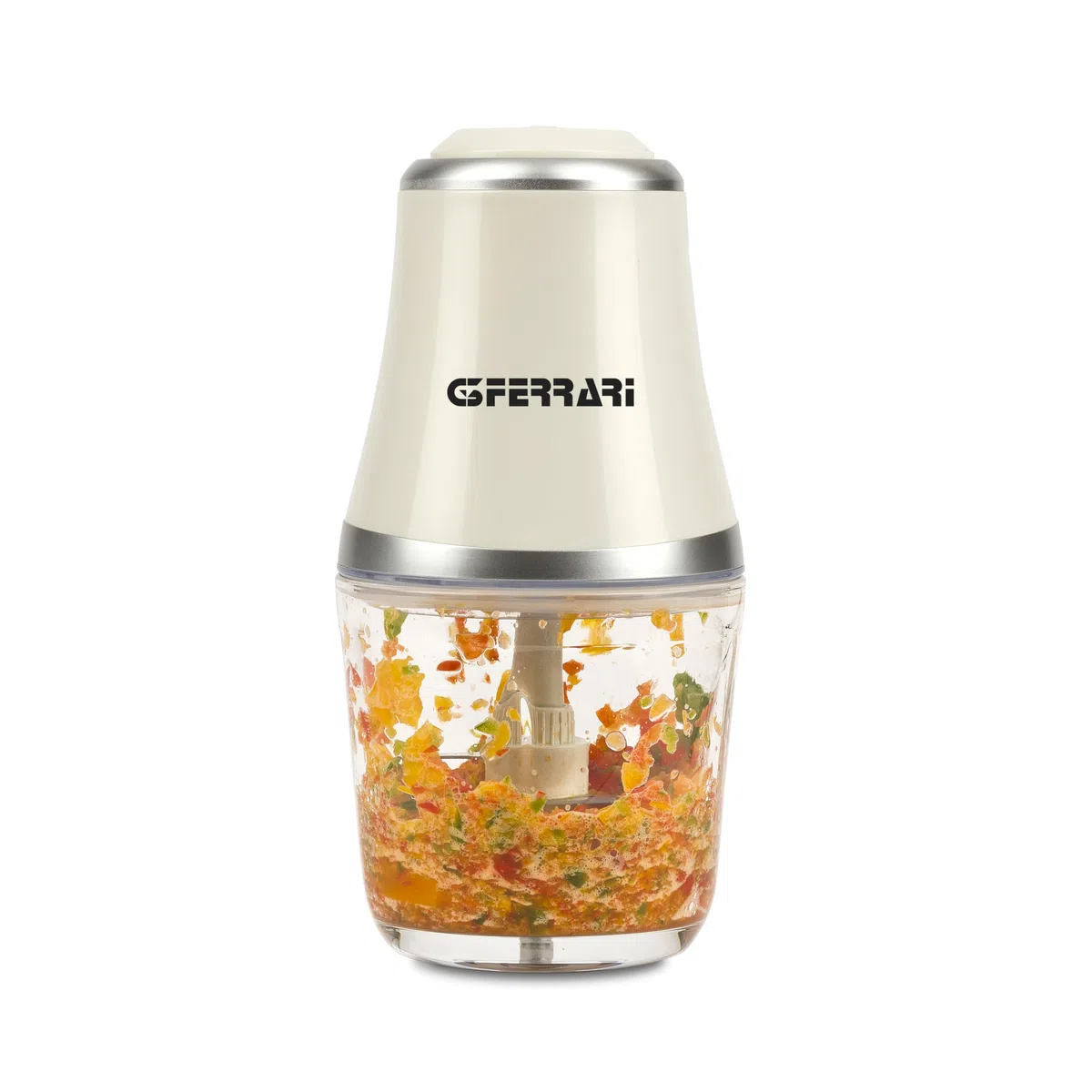 G3 Ferrari G20163 Tritatutto Vetromix, 500W, Bicchiere in Vetro, 500 ml, Funzionamento Pulse, Silenzioso, Lame INOX, Trita Carne, Verdure, Frutta, Bianco