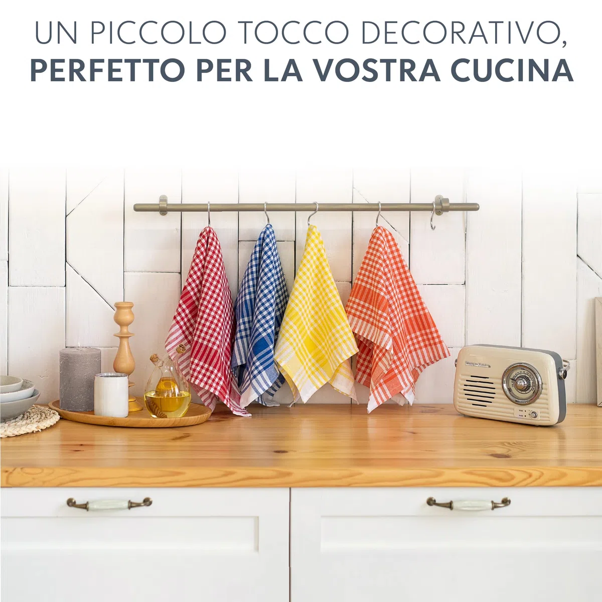 Twinzee Strofinacci Cucina Cotone (Set da 10) Quadretti - 100% Cotone - 47 x 67 cm - design retrò - Asciuga Piatti e Mani - 2 Blu, 2 Rosso, 2 Verde, 2 Arancione, 2 Giallo