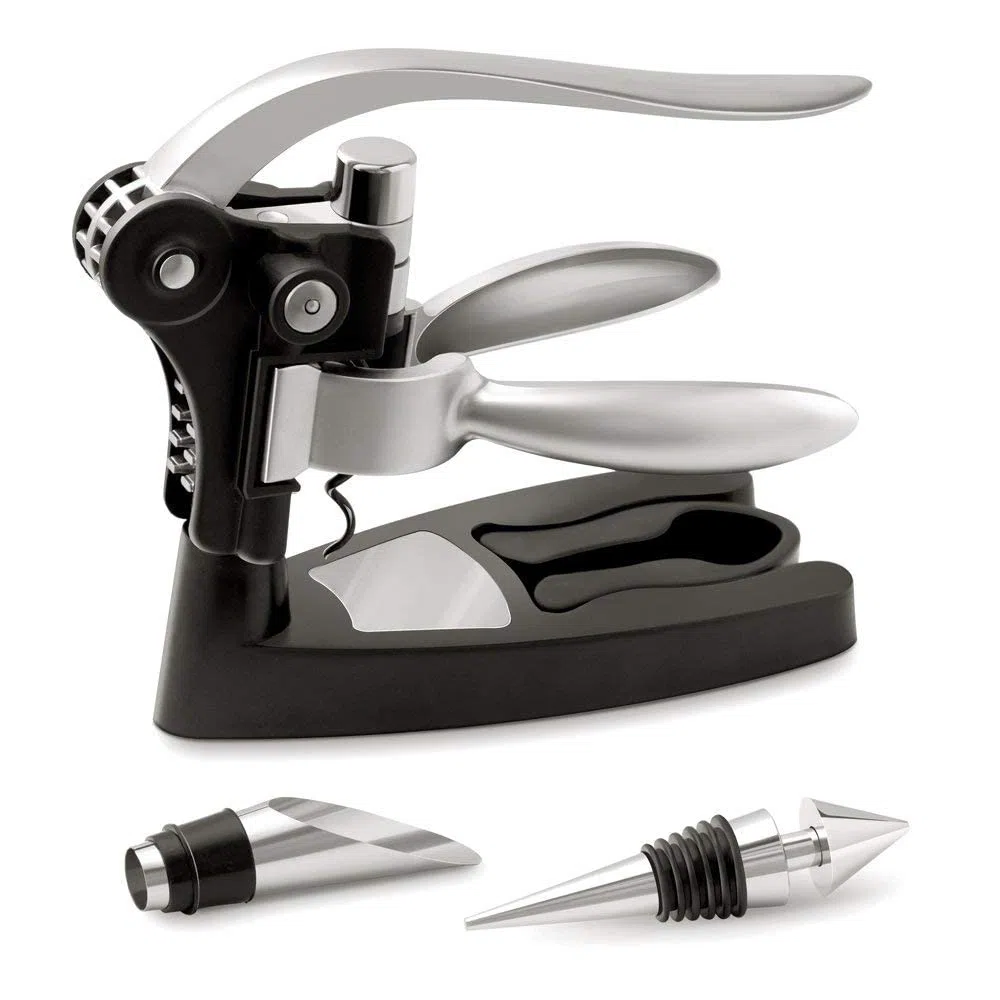 Maverton Set di Accessori da Vino Deluxe - Kit Cavatappi da Vino Personalizzato - Scatola in Legno di bambù + 8 Pezzi di Accessori Vino - Regalo Donna - Triangolo