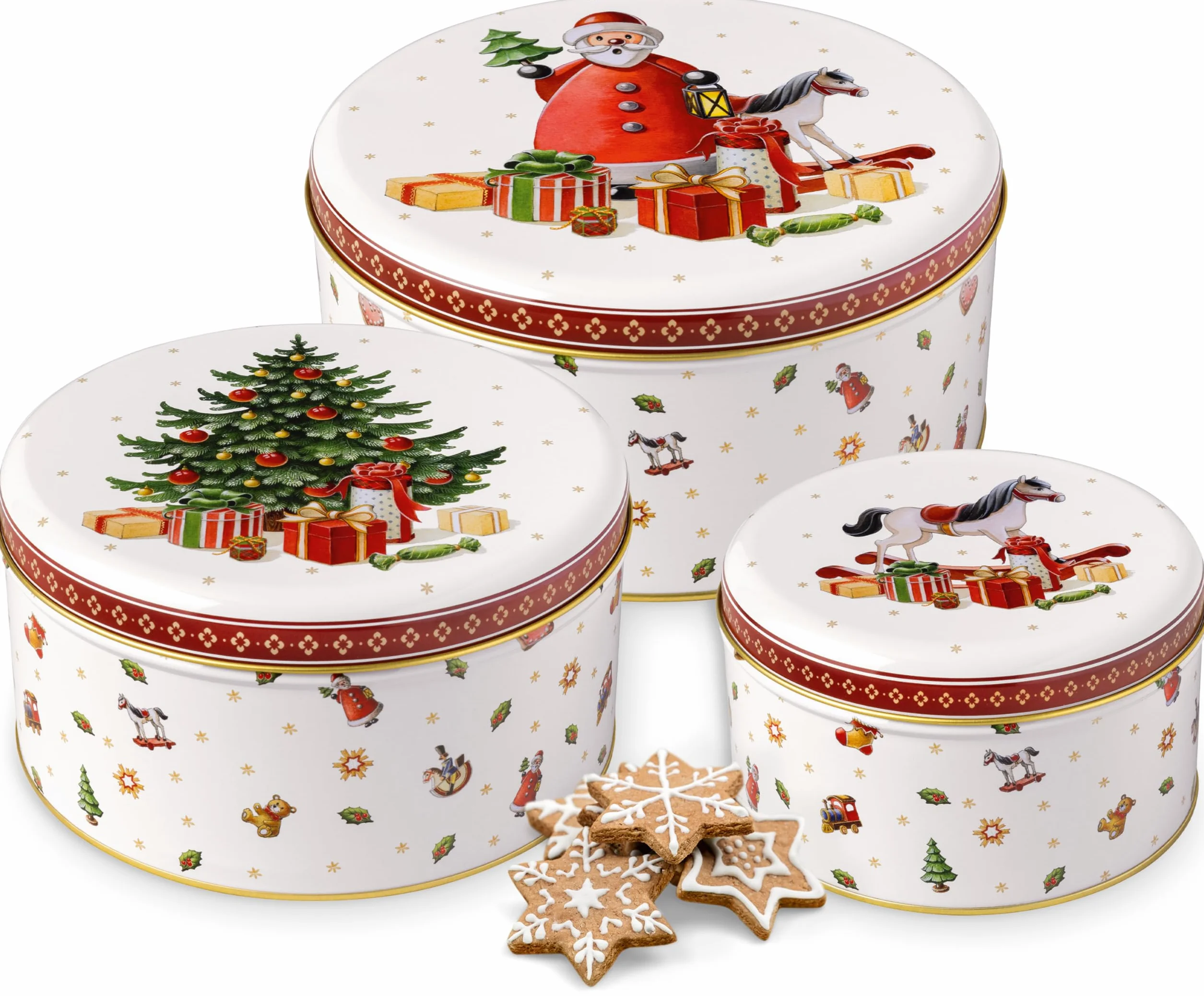 Villeroy & Boch - Winter Collage Set di Biscottiere Variopinto, Scatola di Biscotti, Biscottiera, Scatoline Biscotti, Decorazioni per la Casa, Xmas, Natale, Metallo