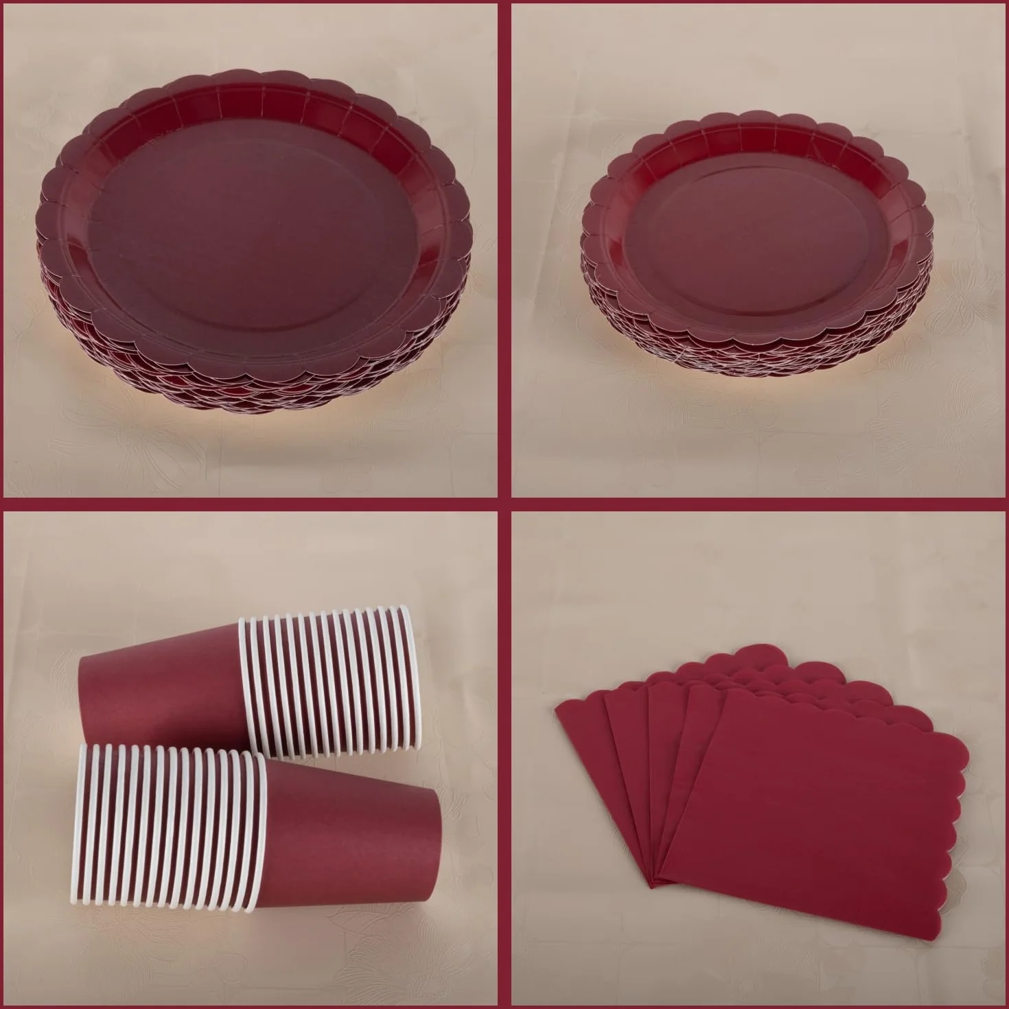 Set di stoviglie per feste per 30 ospiti, piatti di carta, tovaglioli e bicchieri da 18 cm e 23 cm, accessori per feste per compleanno, matrimonio, anniversario, Natale